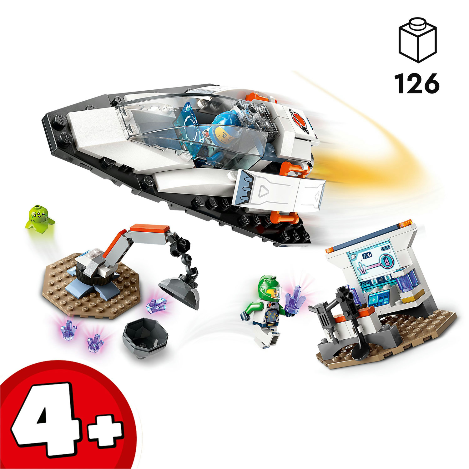Voir la diapositive 3 : LEGO City 60429 Le Vaisseau et la Découverte de l'Astéroïde, Jouet avec 2 Minifigurines d'Astronautes et Figurine Alien