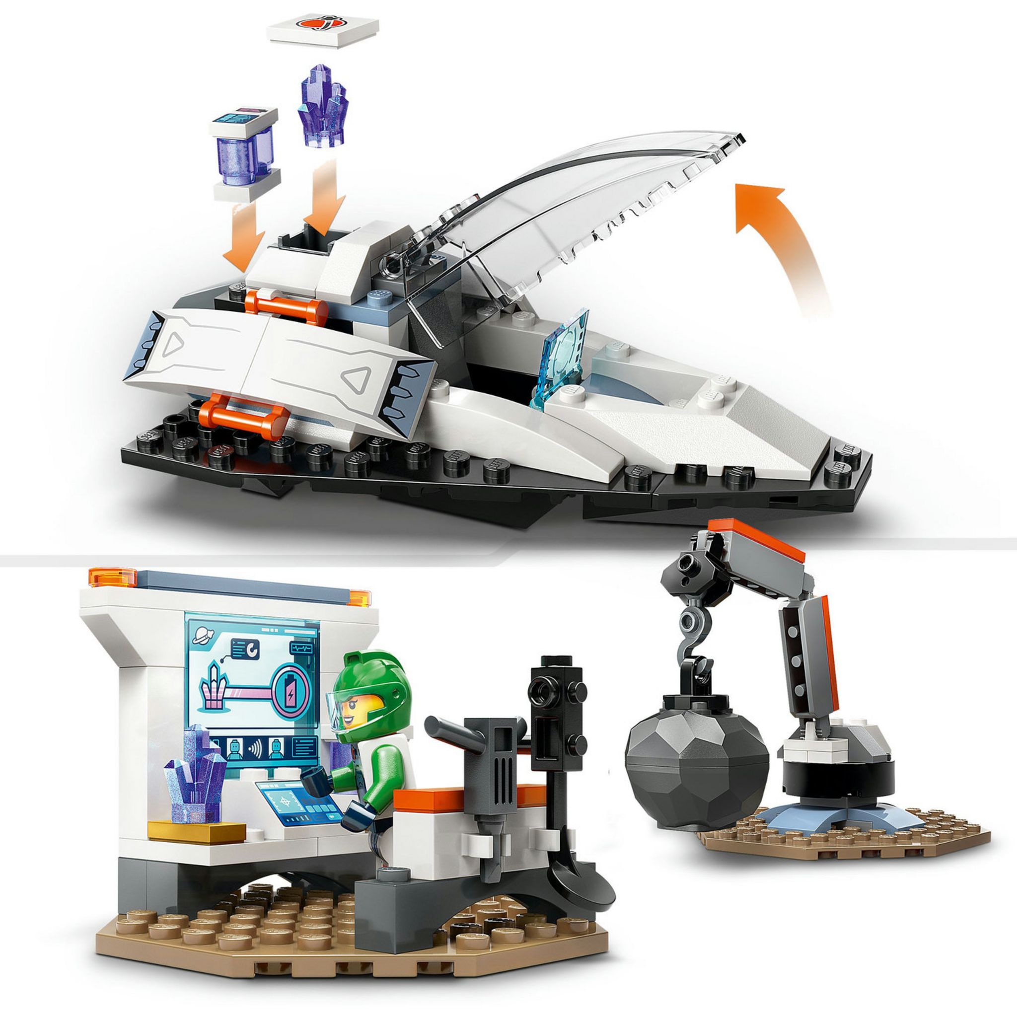 Voir la diapositive 4 : LEGO City 60429 Le Vaisseau et la Découverte de l'Astéroïde, Jouet avec 2 Minifigurines d'Astronautes et Figurine Alien