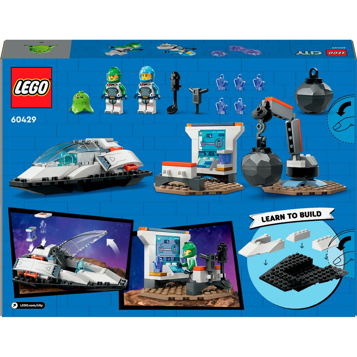 LEGO City 60429 Le Vaisseau et la Découverte de l'Astéroïde, Jouet avec 2 Minifigurines d'Astronautes et Figurine Alien