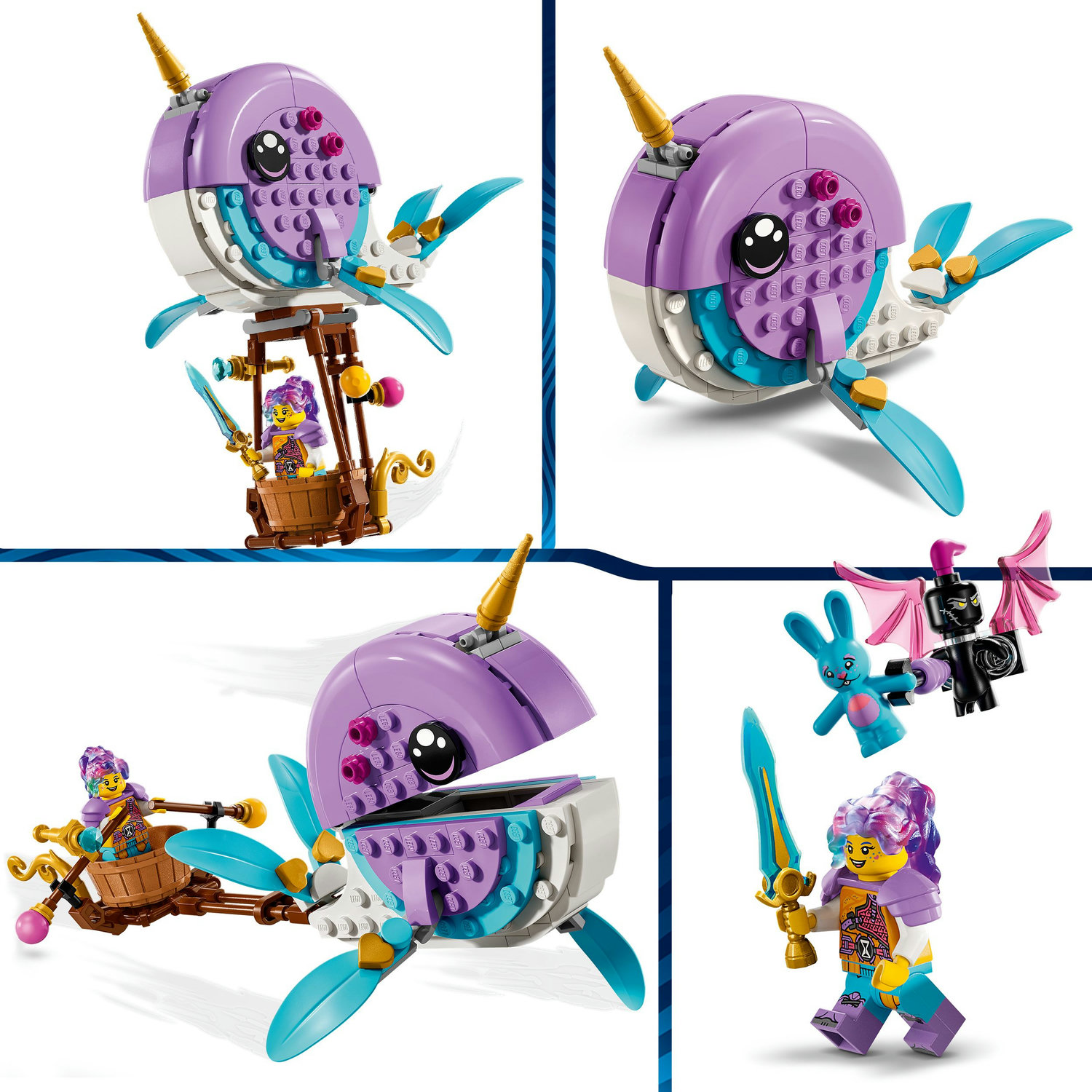 Voir la diapositive 5 : LEGO DREAMZzz 71472 La Montgolfière Narval d'Izzie, Jouet d'Animaux Marins, Sauvetage de Lapin Bunchu avec Figurine Baleine