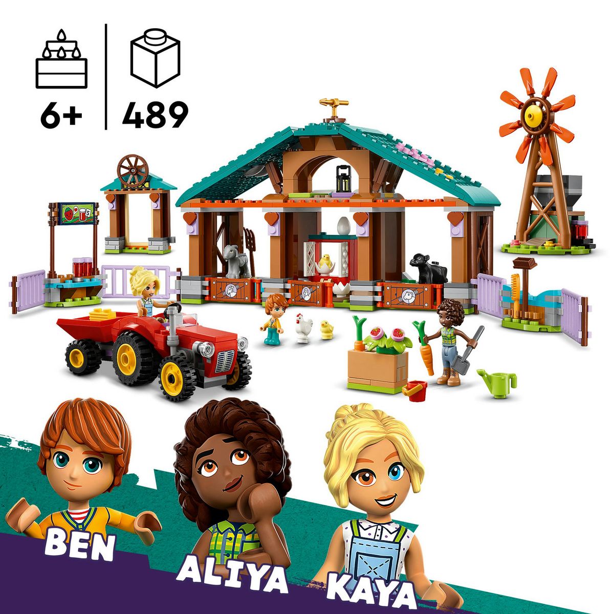 LEGO Friends 42617 Le Refuge des Animaux de la Ferme, Jouet de Ferme avec 3 Figurines et 5 Animaux, plus un Tracteur