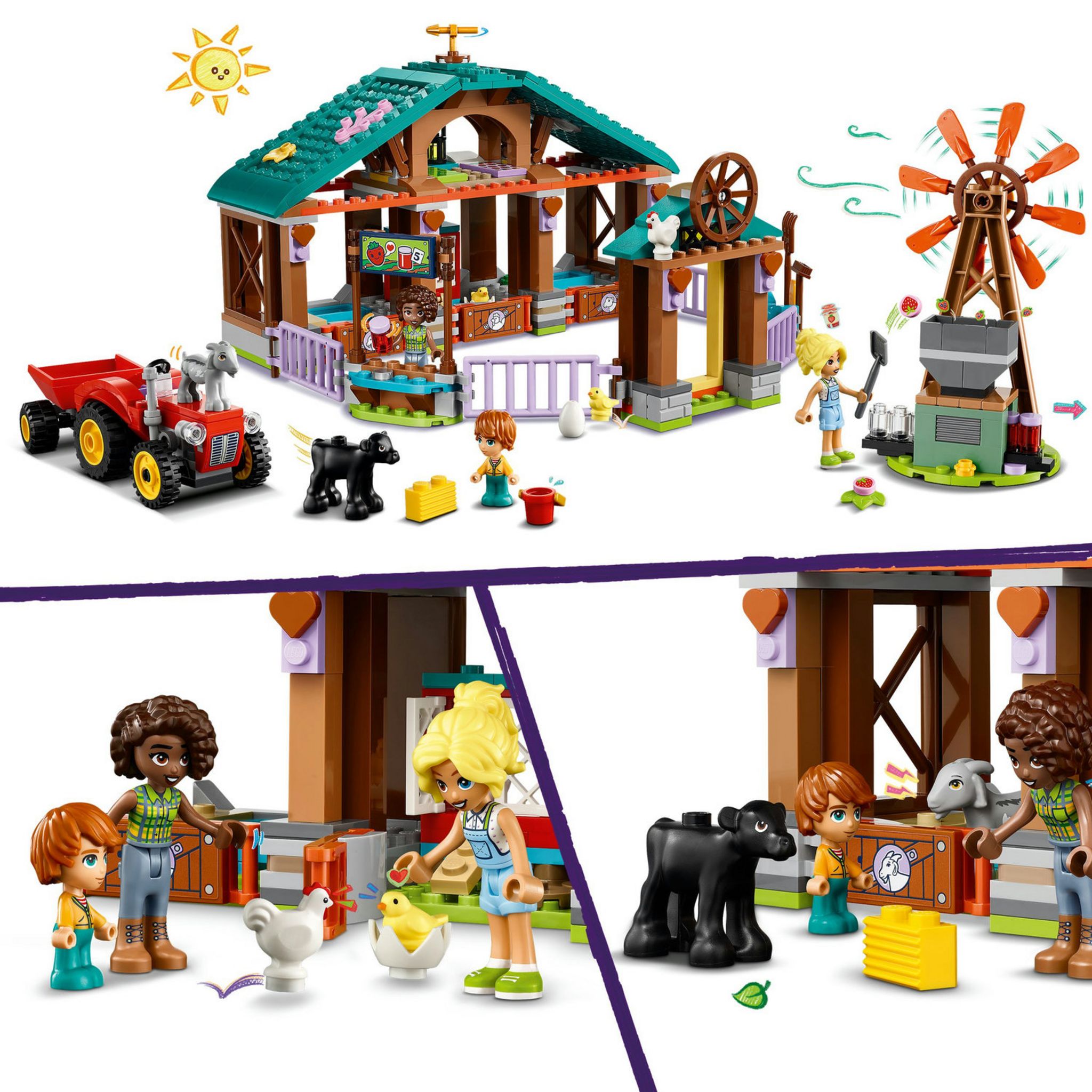 Voir la diapositive 4 : LEGO Friends 42617 Le Refuge des Animaux de la Ferme, Jouet de Ferme avec 3 Figurines et 5 Animaux, plus un Tracteur