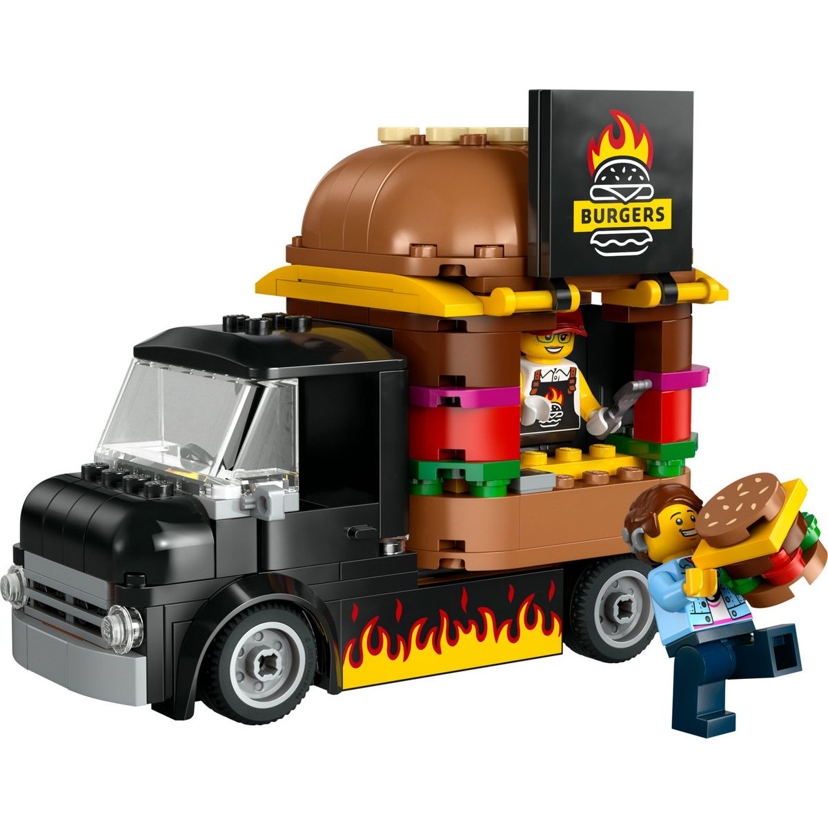 LEGO City 60404 Le Food-truck de Burgers, Jouet de Camionnette, Jeu Imaginatif avec Camionnette et Minifigurines