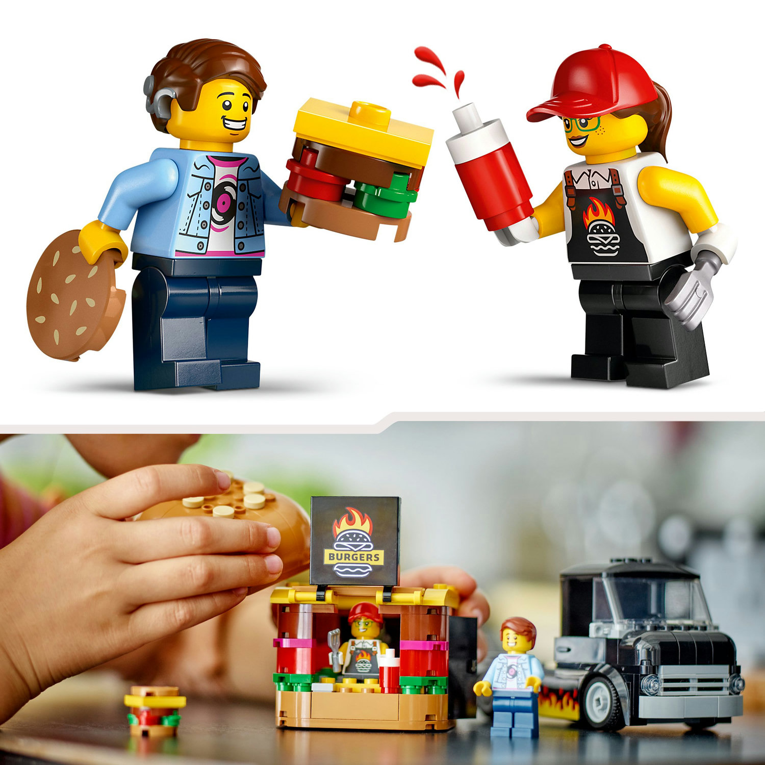 Voir la diapositive 5 : LEGO LEGO 60404 City Le Food-truck de Burgers, Jouet de Camionnette, Jeu Imaginatif avec Camionnette et Minifigurines