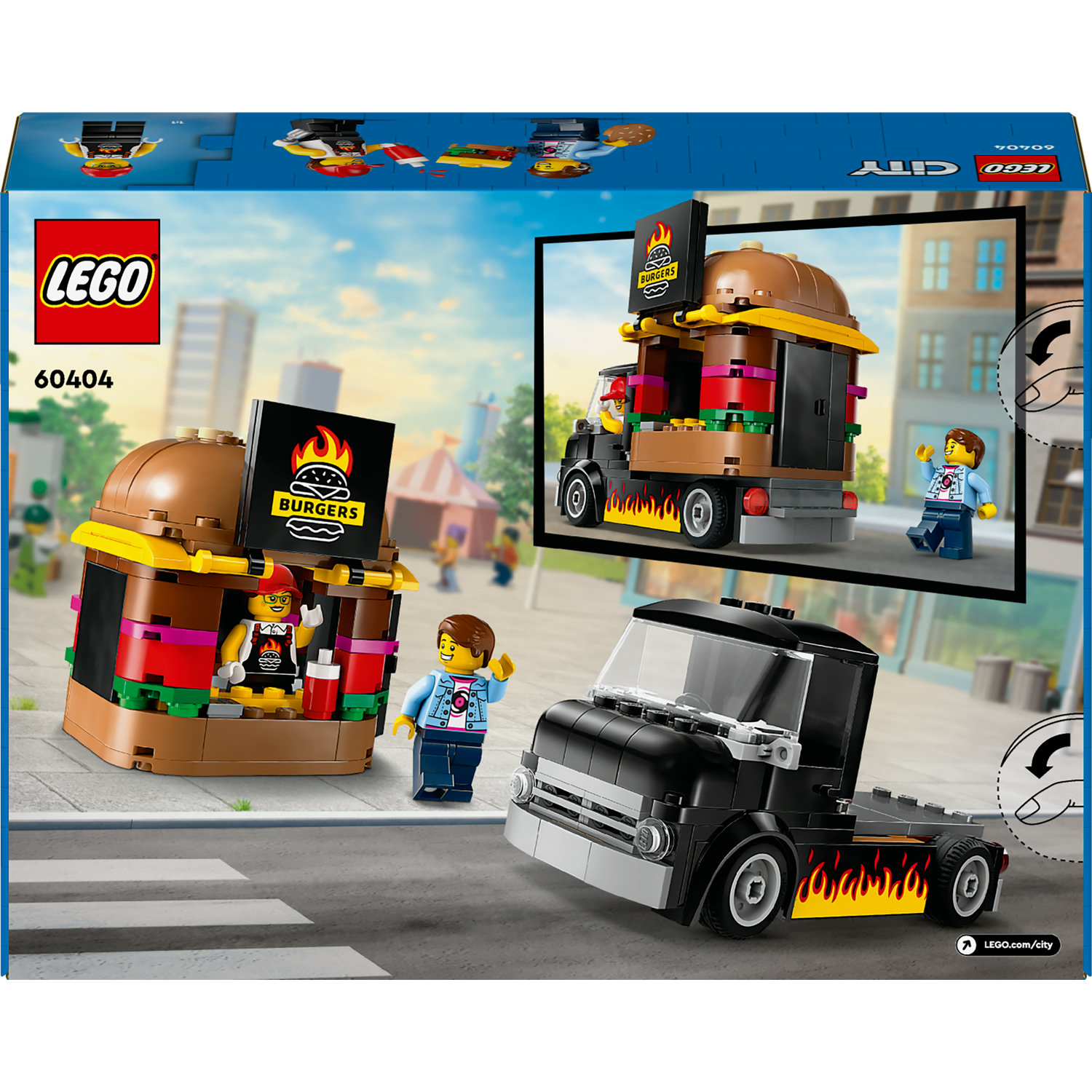 Voir la diapositive 8 : LEGO LEGO 60404 City Le Food-truck de Burgers, Jouet de Camionnette, Jeu Imaginatif avec Camionnette et Minifigurines