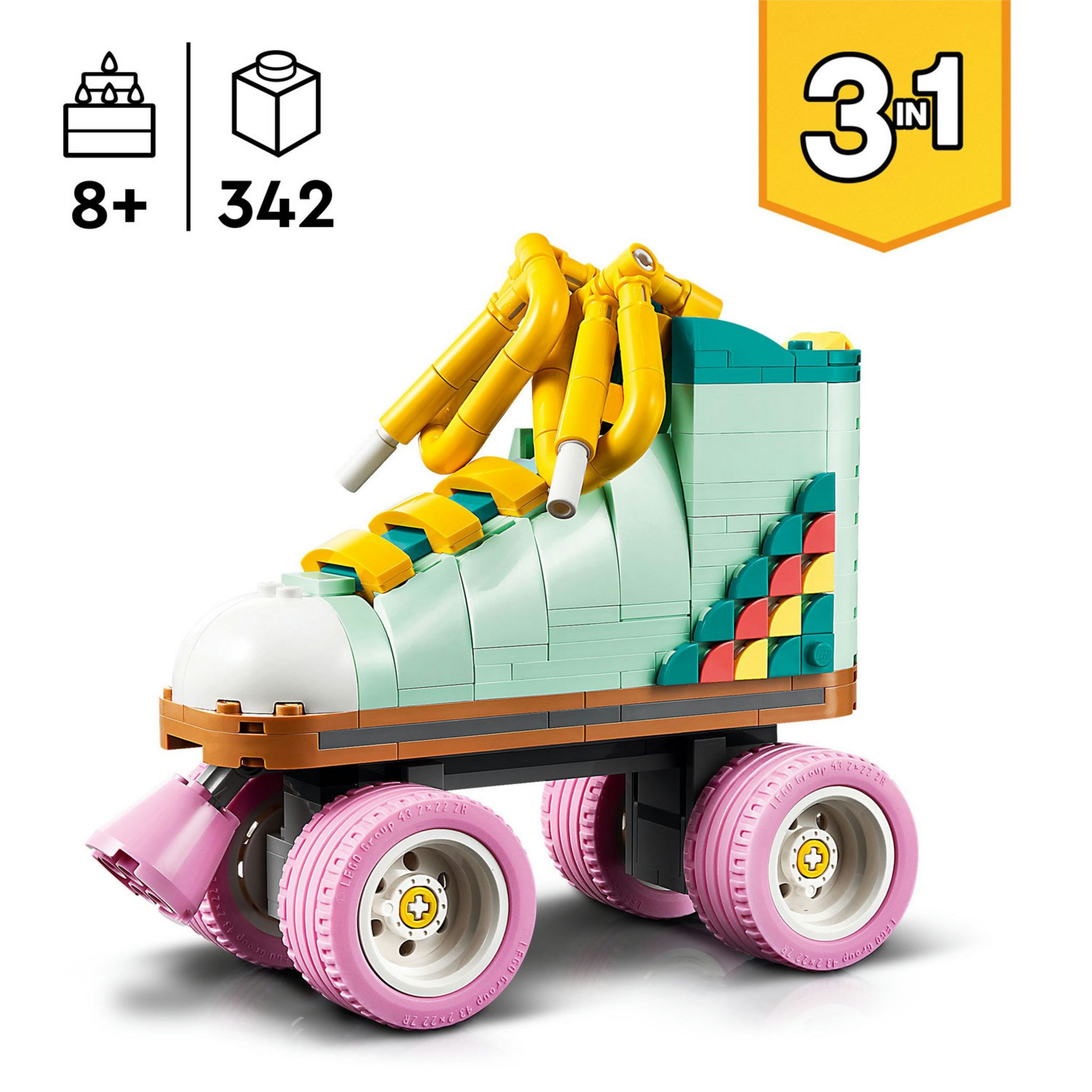 Voir la diapositive 4 : LEGO Creator 3en1 31148 Les Patins à Roulettes Rétro, Jouet avec Mini-Skateboard et Boombox, Décoration Rétro