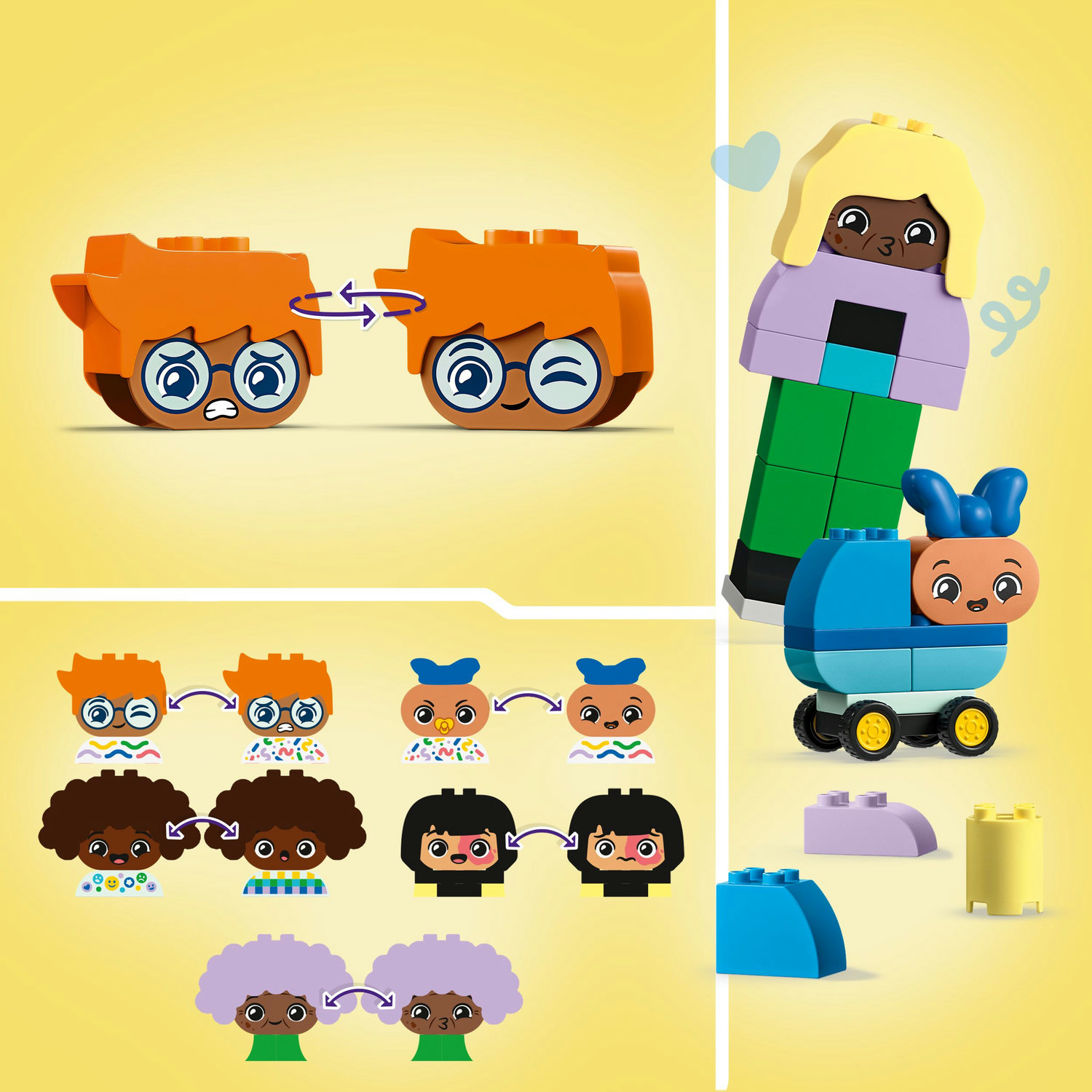 Voir la diapositive 4 : LEGO DUPLO Ma Ville 10423 Personnages à Construire aux Différentes Émotions, Jouet avec 71 Briques avec 5 Personnages