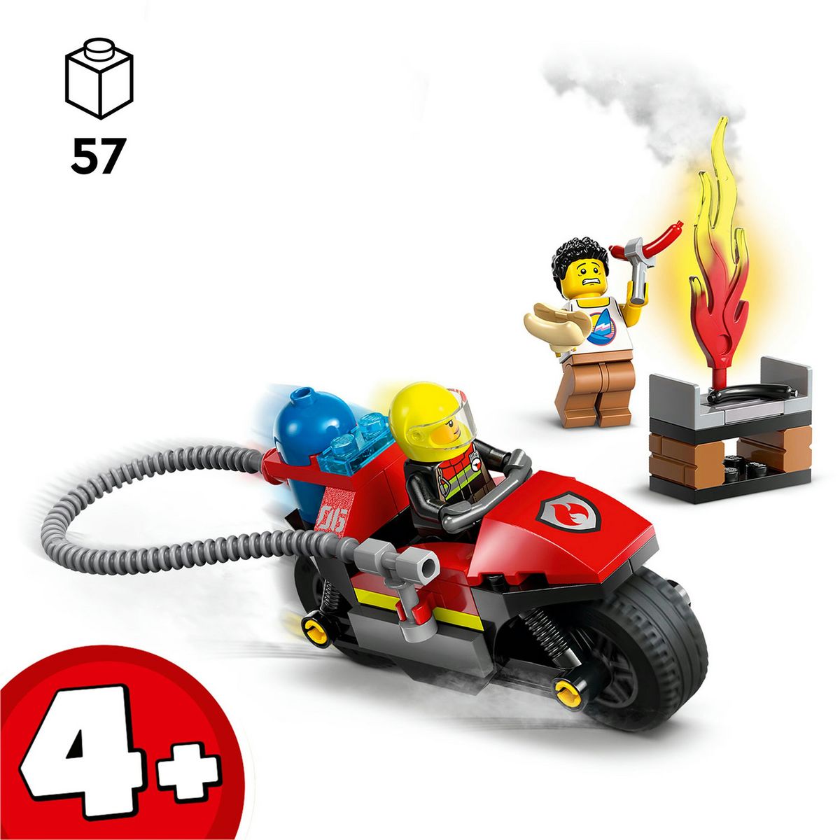 LEGO City 60410 La Moto d'Intervention Rapide des Pompiers, Jouet de Véhicule avec 2 Minifigurines incl. Pompière