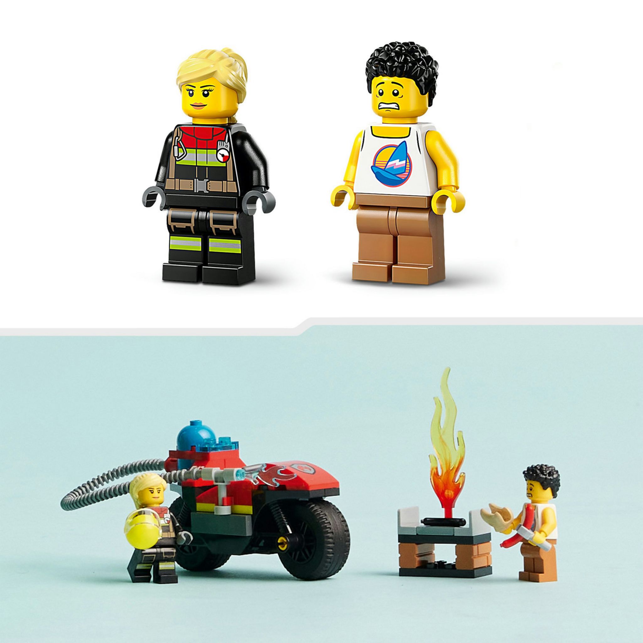 Voir la diapositive 6 : LEGO City 60410 La Moto d'Intervention Rapide des Pompiers, Jouet de Véhicule avec 2 Minifigurines incl. Pompière