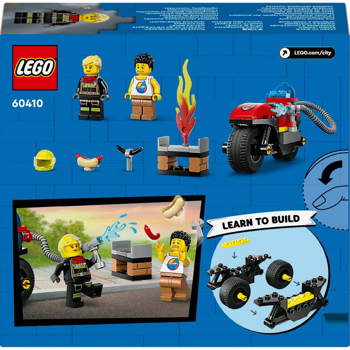 LEGO City 60410 La Moto d'Intervention Rapide des Pompiers, Jouet de Véhicule avec 2 Minifigurines incl. Pompière