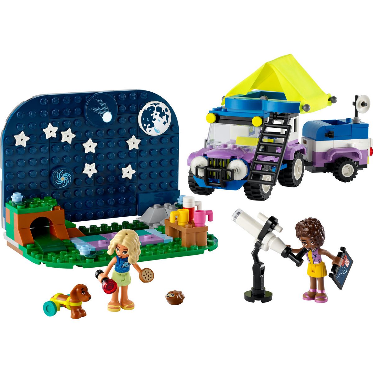 LEGO Friends 42603 Le Camping-Car d'Observation des Étoiles, Jouet pour Enfants, avec Figurines Animales, plus Mini-Poupées