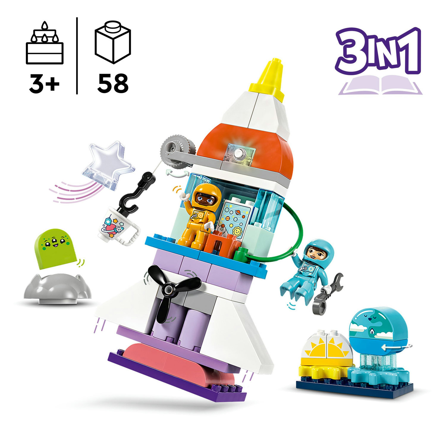 Voir la diapositive 3 : LEGO LEGO DUPLO 10422 L'aventure en navette spatiale 3-en-1
