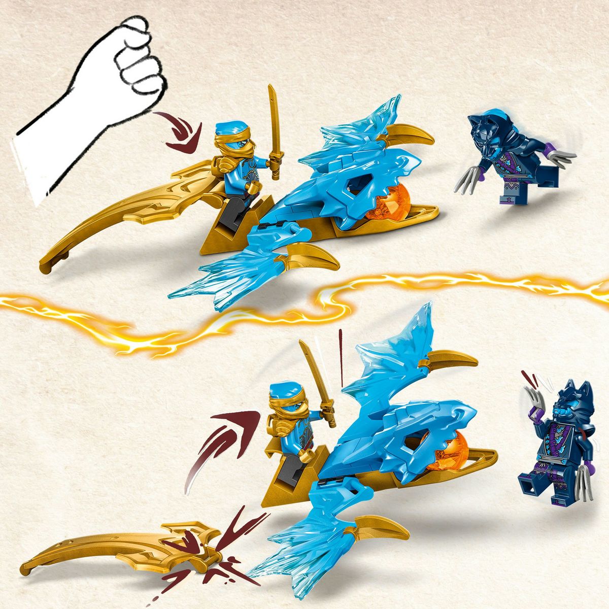 LEGO NINJAGO 71802 L'Attaque du Dragon Rebelle de Nya, Jouet Ninja de Dragon et Figurines incluant Nya avec Mini-Katana