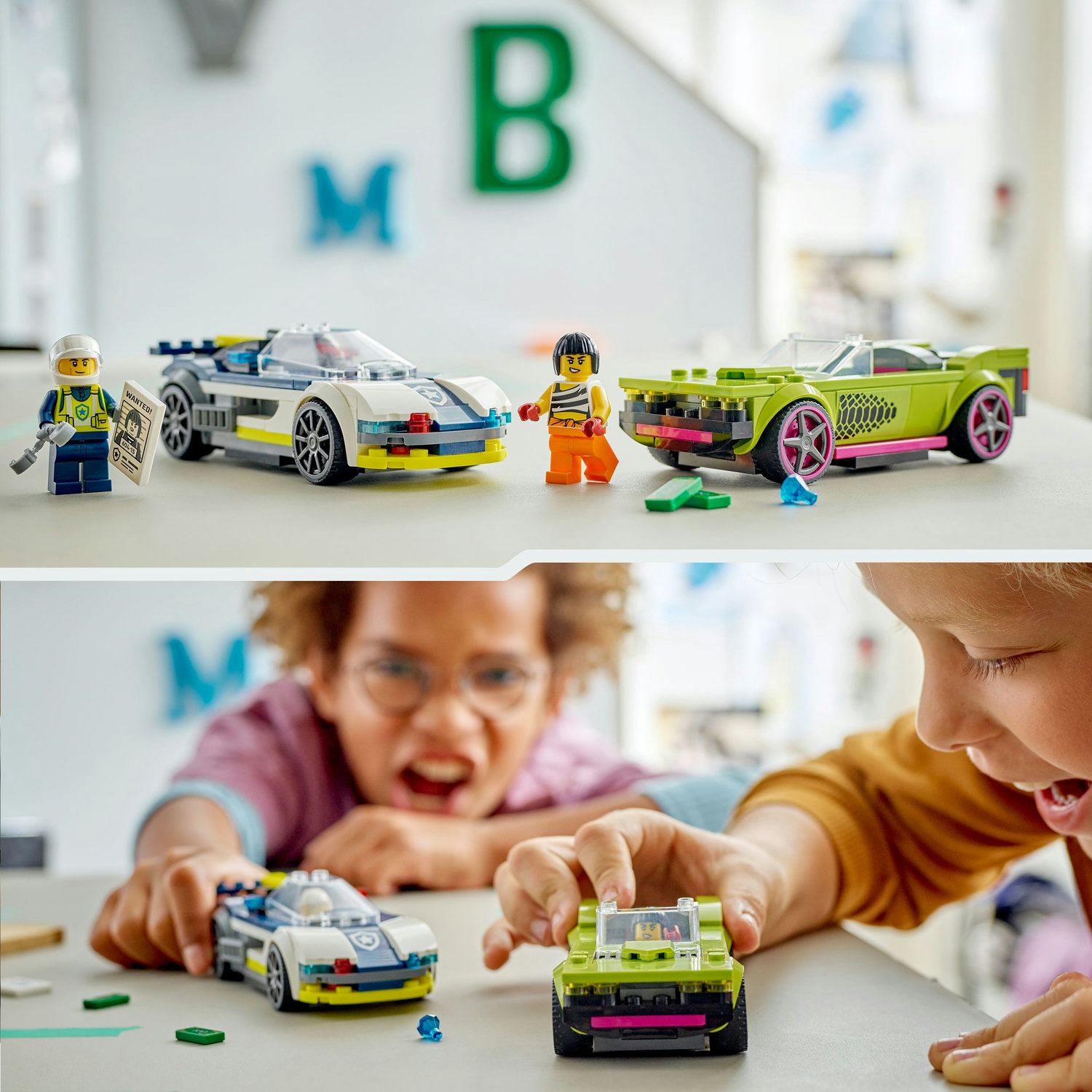 Voir la diapositive 5 : LEGO City 60415 - La course-poursuite entre la voiture de police et la super voiture