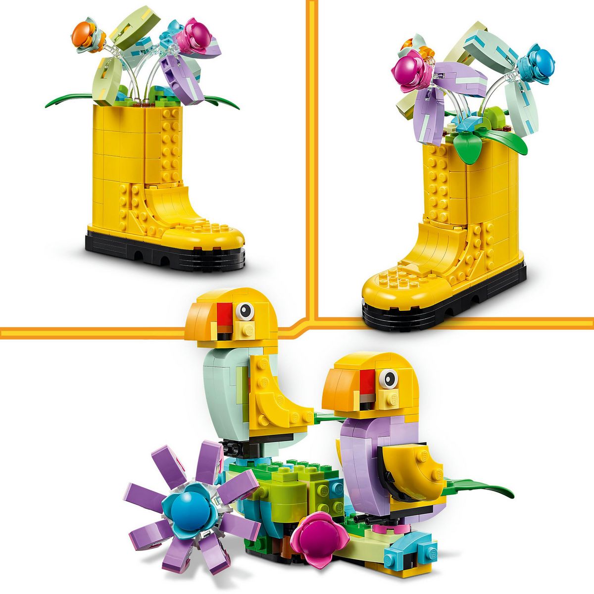 LEGO Creator 3en1 31149 Les Fleurs dans l'Arrosoir, Jouet pour Enfants, avec Arrosoir, Bouquet de Fleurs et 2 Oiseaux