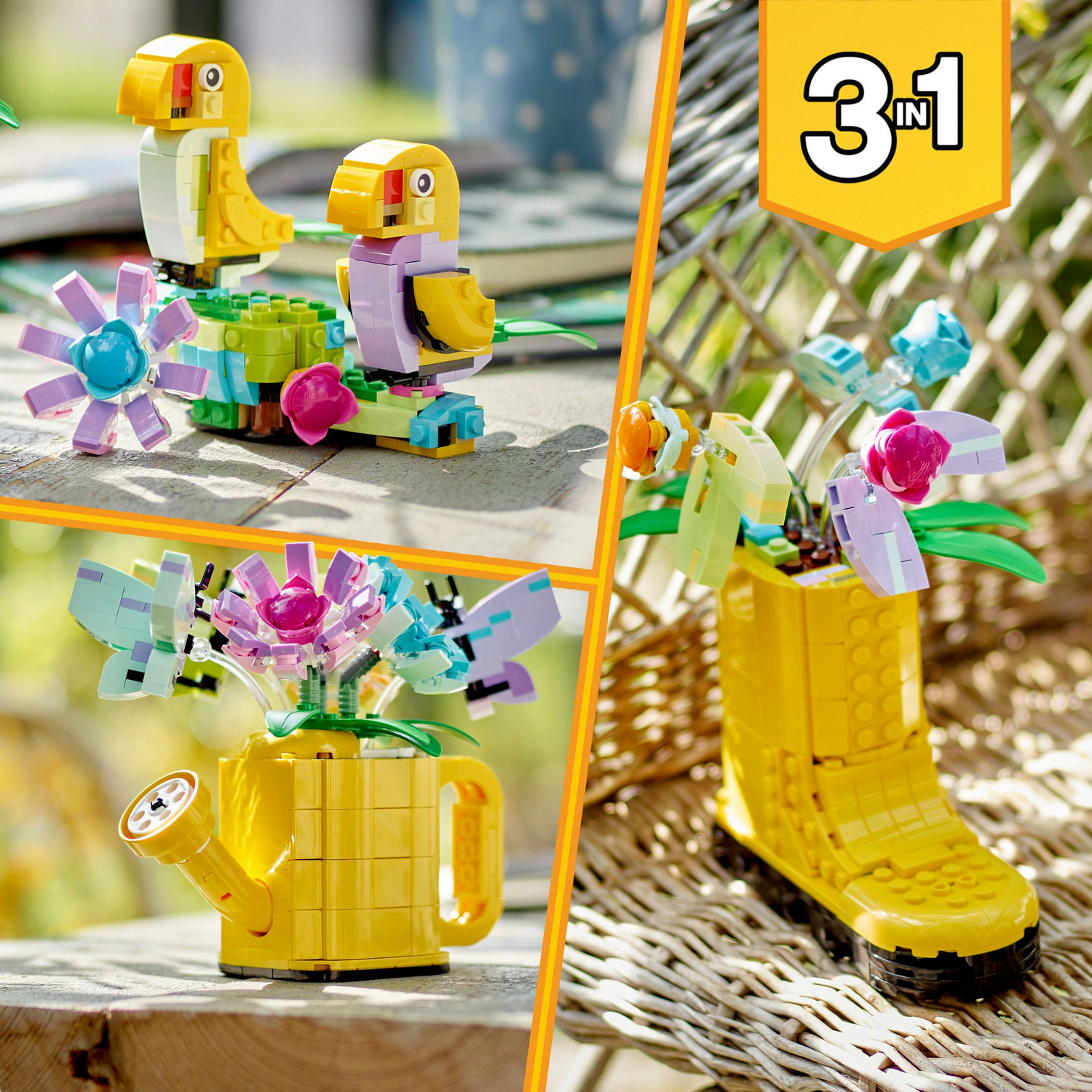Voir la diapositive 6 : LEGO LEGO Creator 3en1  31149 Les Fleurs dans l’Arrosoir, Jouet pour Enfants, avec Arrosoir, Bouquet de Fleurs et 2 Oiseaux