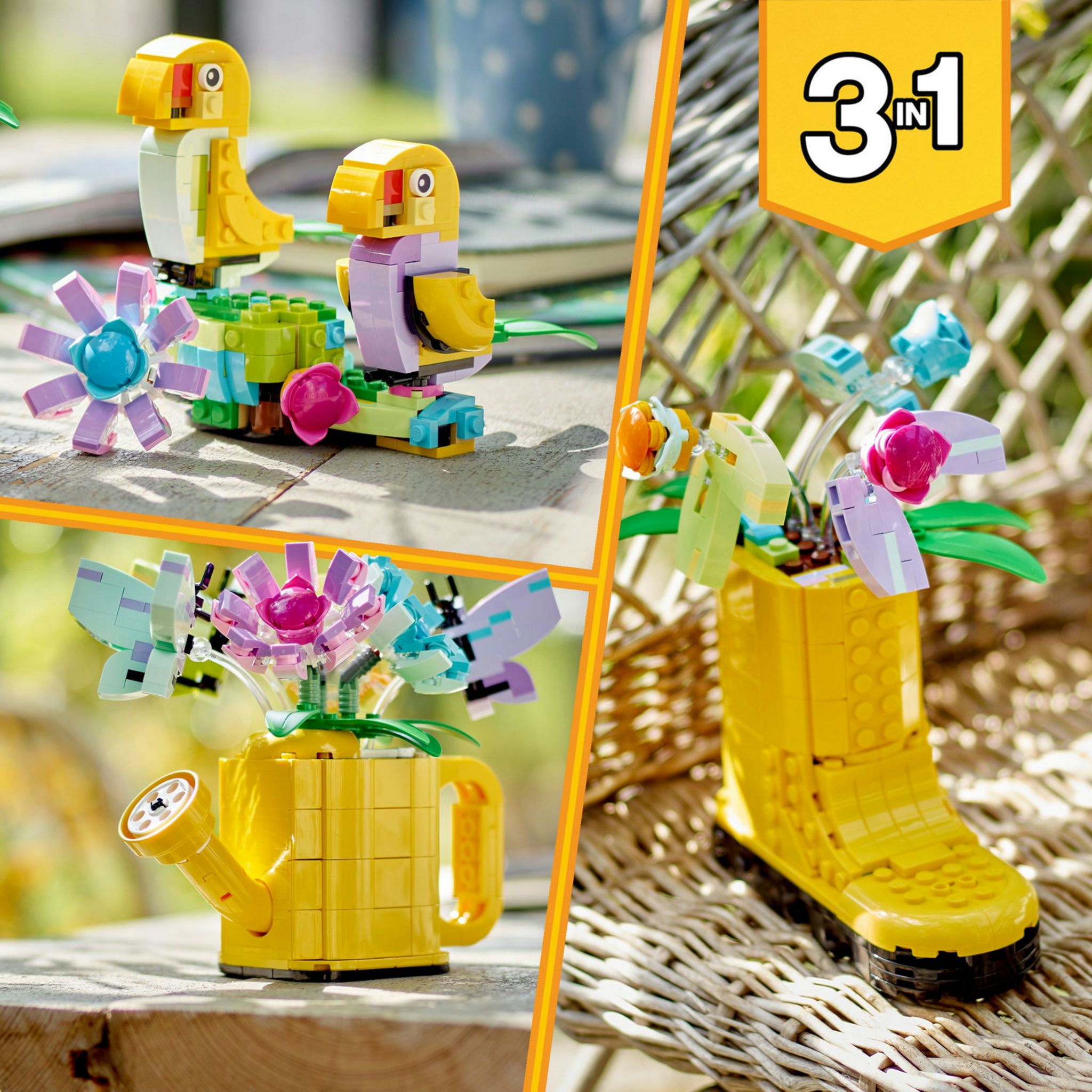 Voir la diapositive 6 : LEGO Creator 3en1 31149 Les Fleurs dans l'Arrosoir, Jouet pour Enfants, avec Arrosoir, Bouquet de Fleurs et 2 Oiseaux