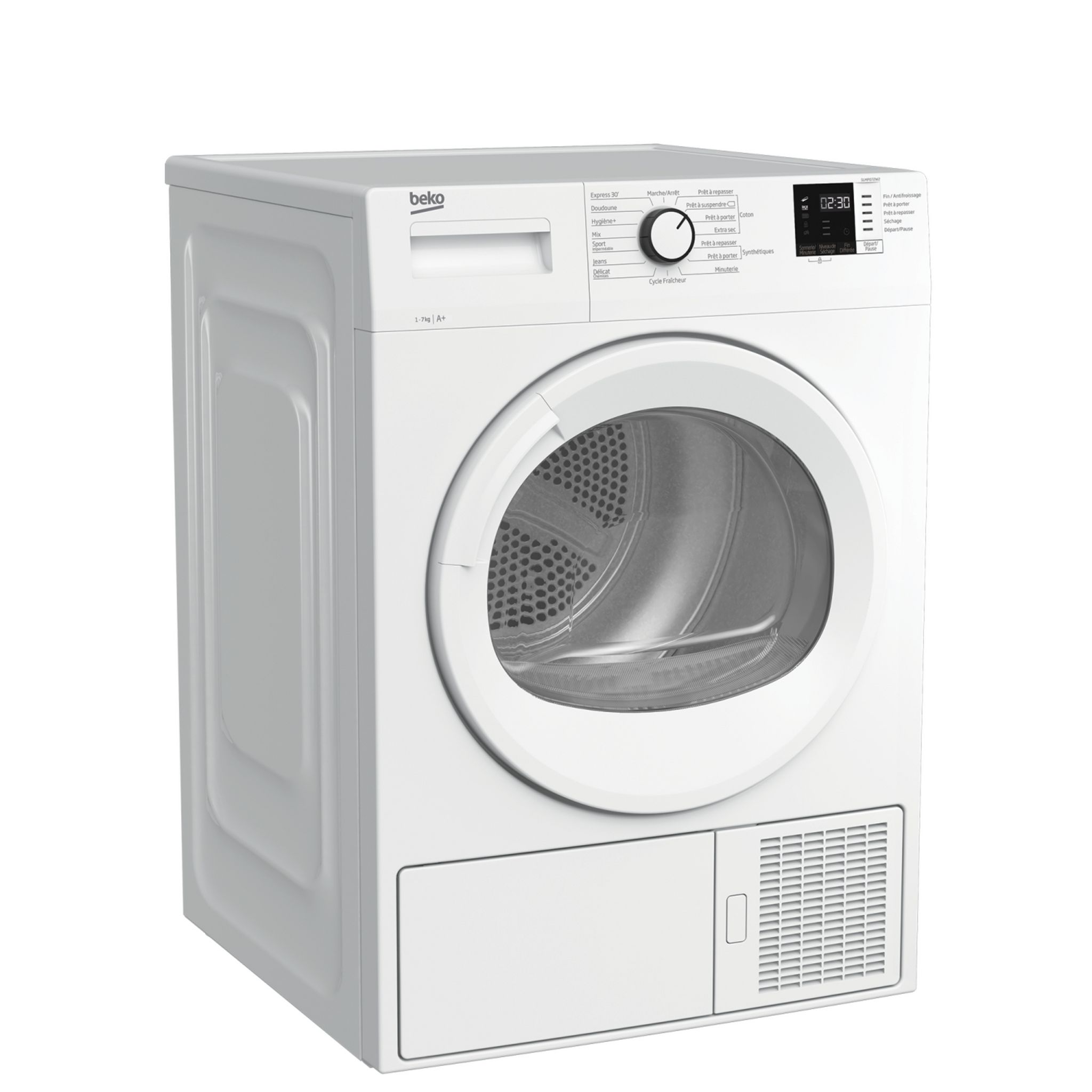 Voir la diapositive 4 : BEKO Sèche linge hublot SLMP072W2, 7 kg, Pompe à chaleur, A+