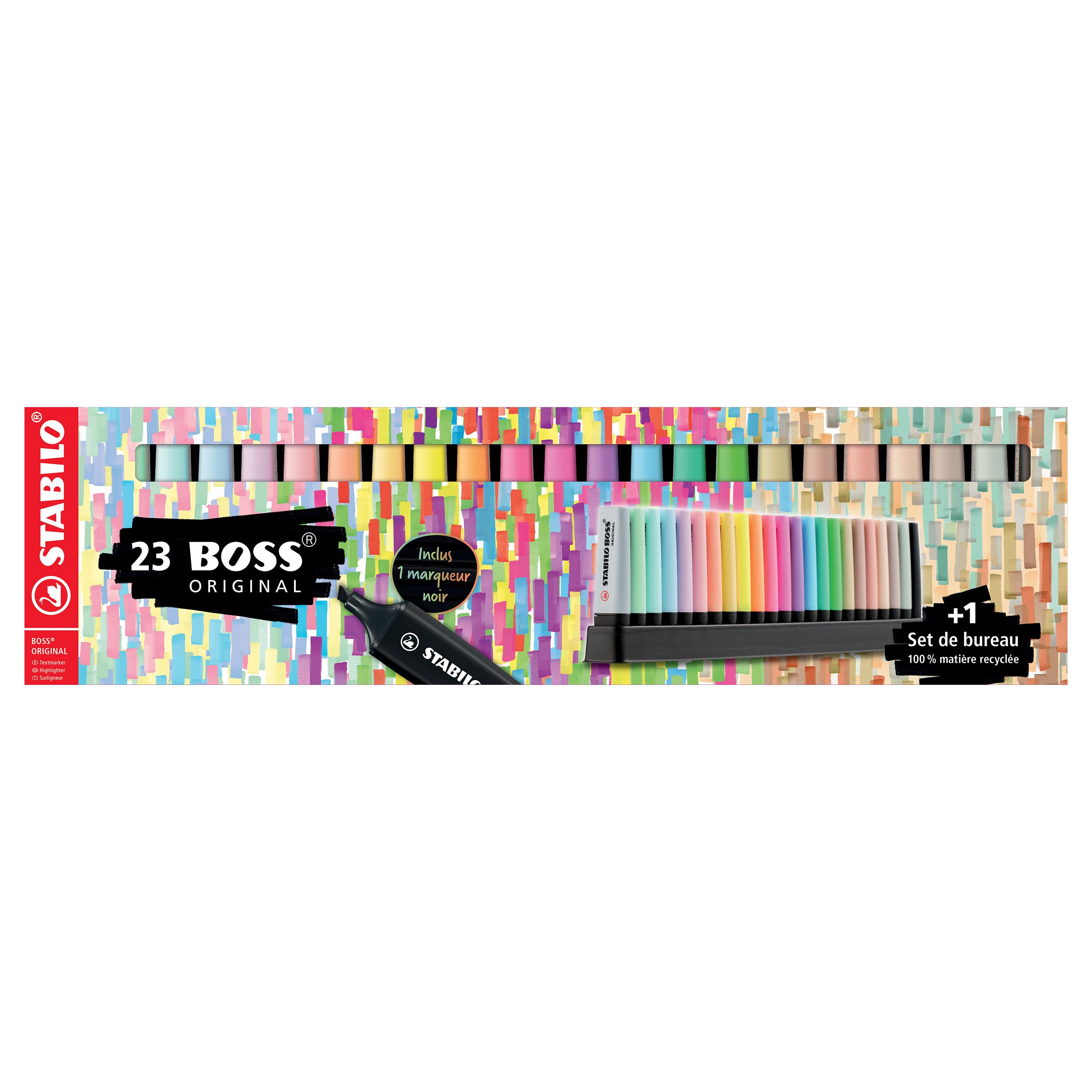STABILO Surligneur x23 BOSS 7 Natures + 8 Fluos + 8 Pastels