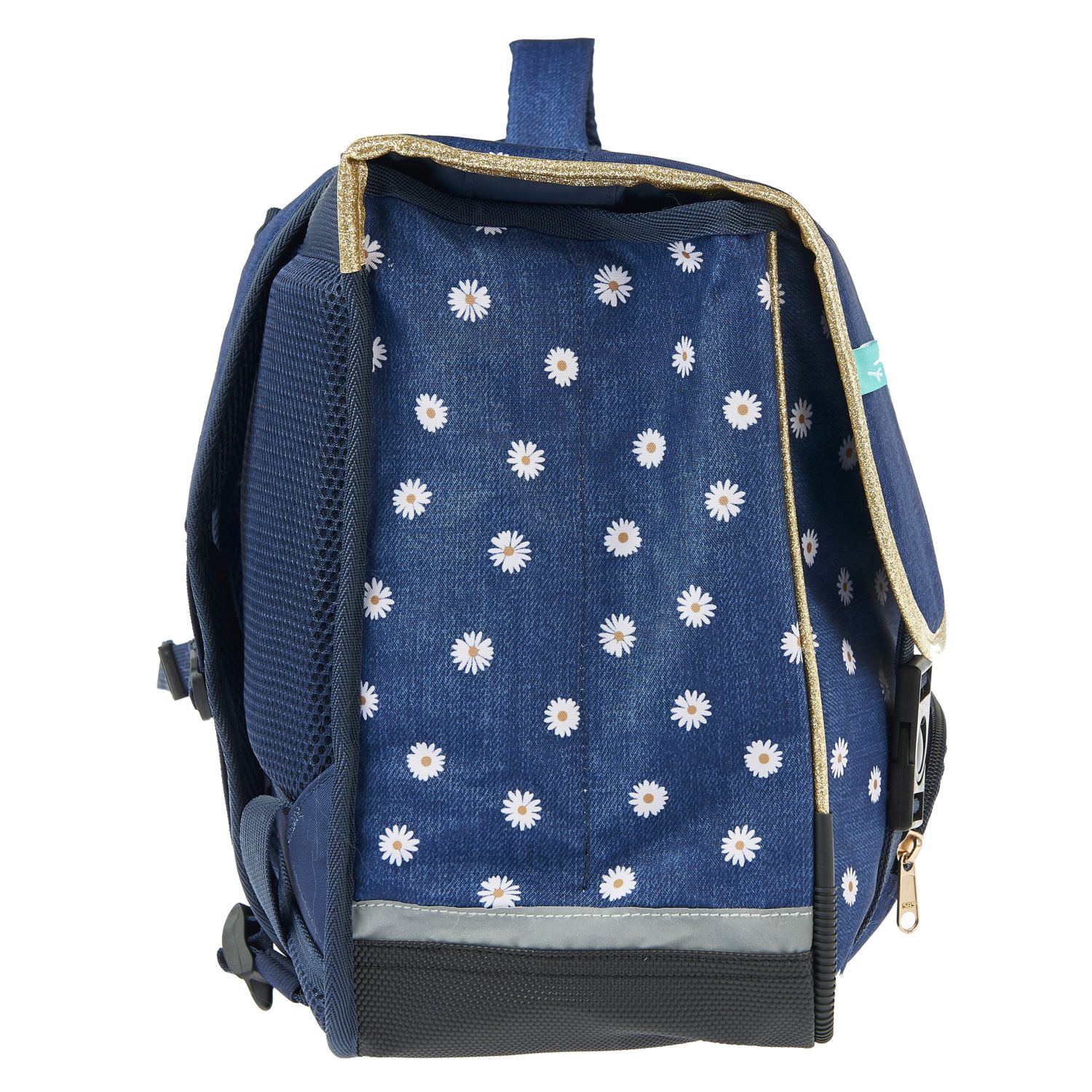Voir la diapositive 4 : AUCHAN cartable 41 cm bleu fleur