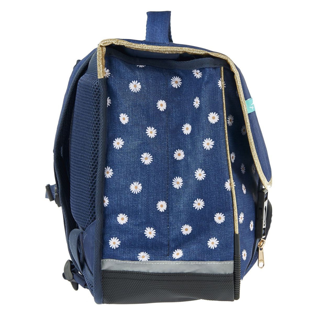 AUCHAN cartable 41 cm bleu fleur