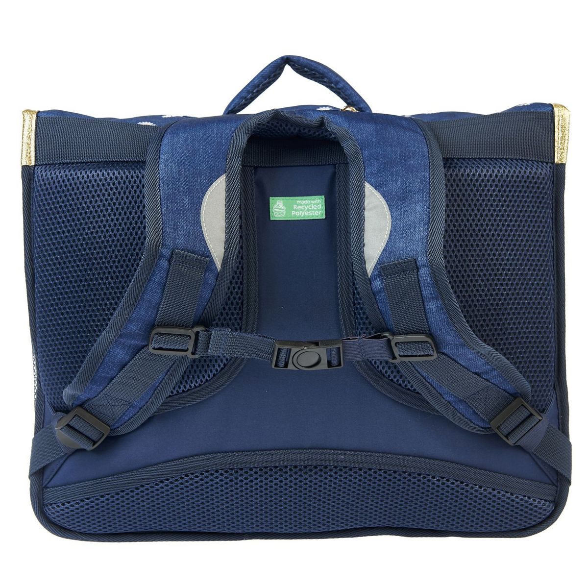 AUCHAN cartable 41 cm bleu fleur