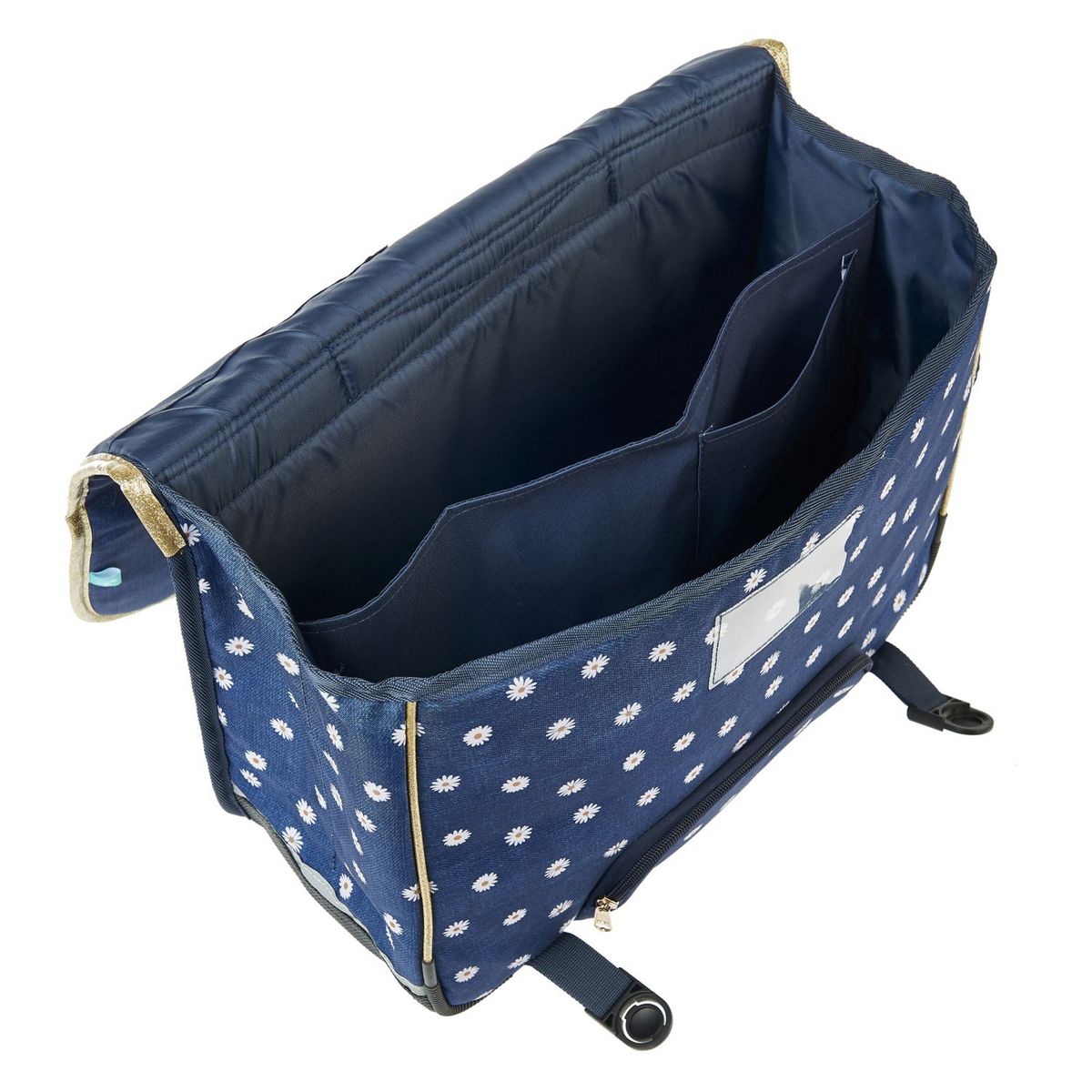 AUCHAN cartable 41 cm bleu fleur