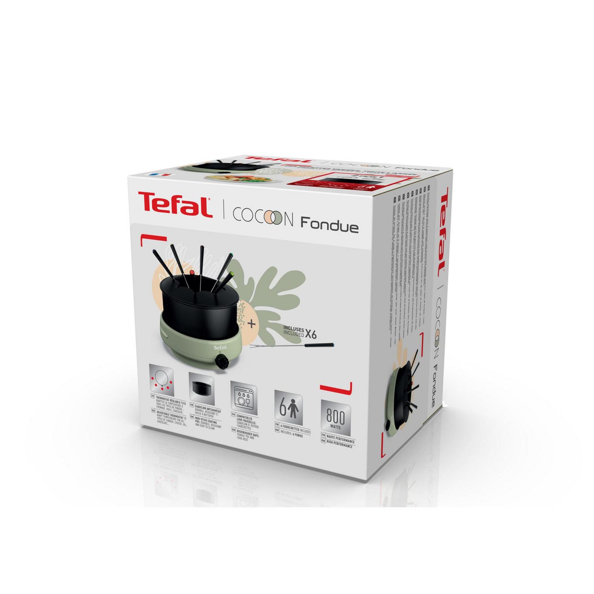 Voir la diapositive 5 : TEFAL Fondue Cocoon EF262010 - Vert grège