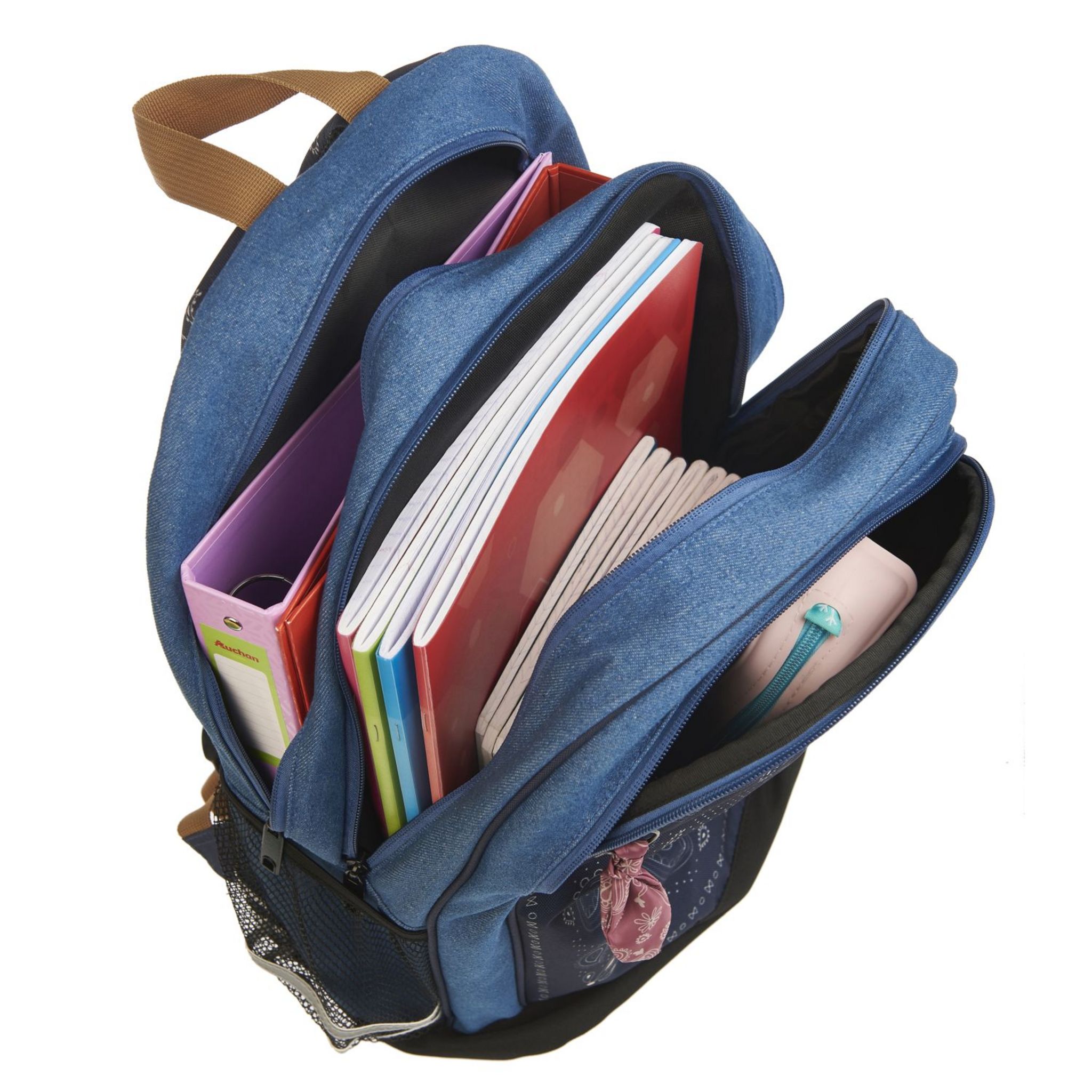 Voir la diapositive 7 : AUCHAN Sac à dos 2 compartiments bleu bandana