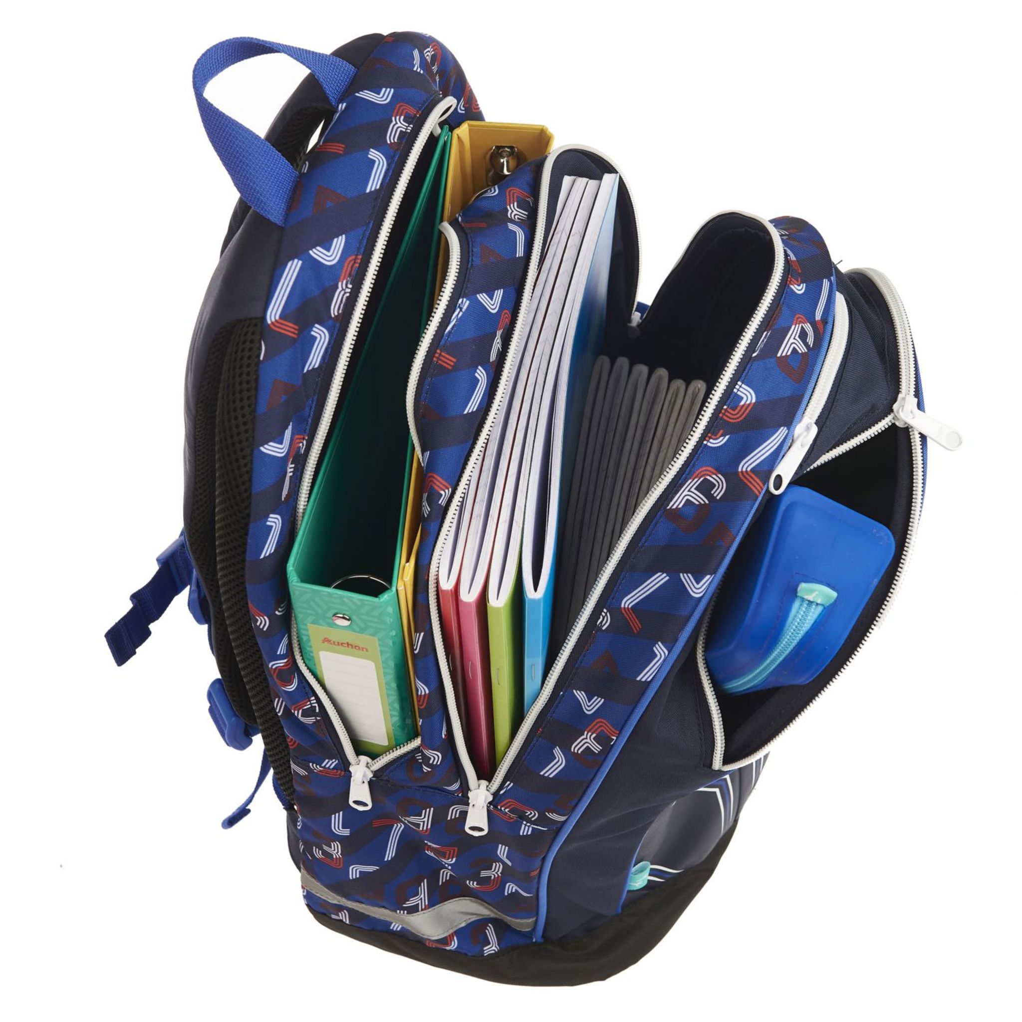 Voir la diapositive 8 : AUCHAN Sac à dos 2 compartiments bleu foot