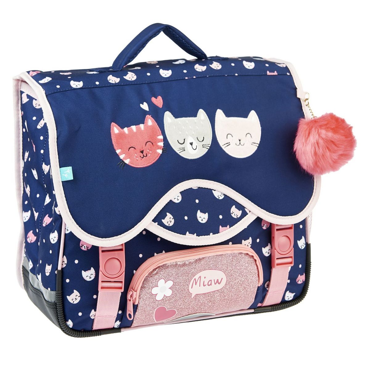 AUCHAN cartable CP/CE1/CE2 36 cm bleu chat