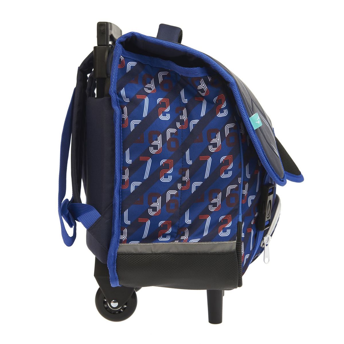 AUCHAN Cartable à roulettes bleu foot