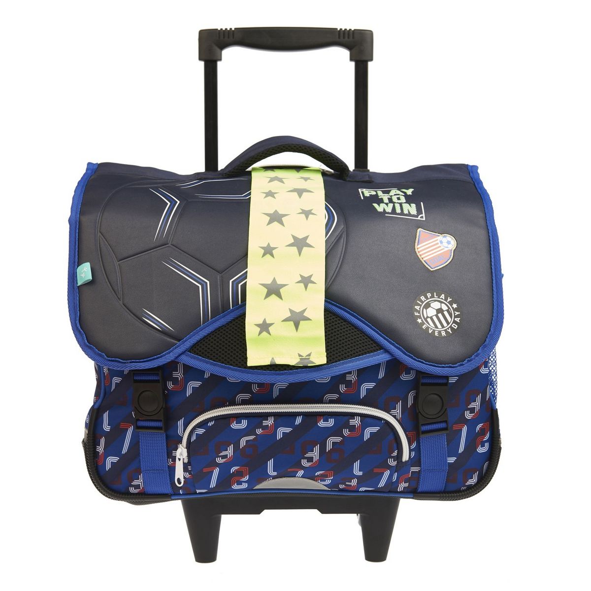 AUCHAN Cartable à roulettes bleu foot