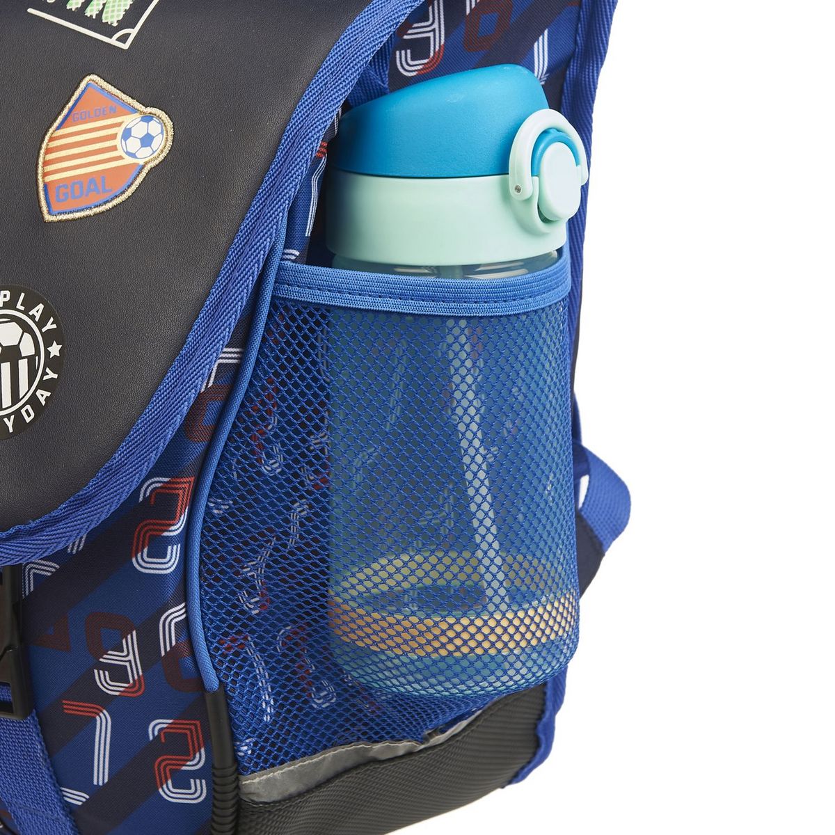 AUCHAN Cartable à roulettes bleu foot