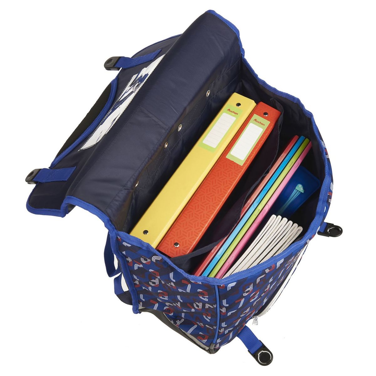 AUCHAN Cartable à roulettes bleu foot