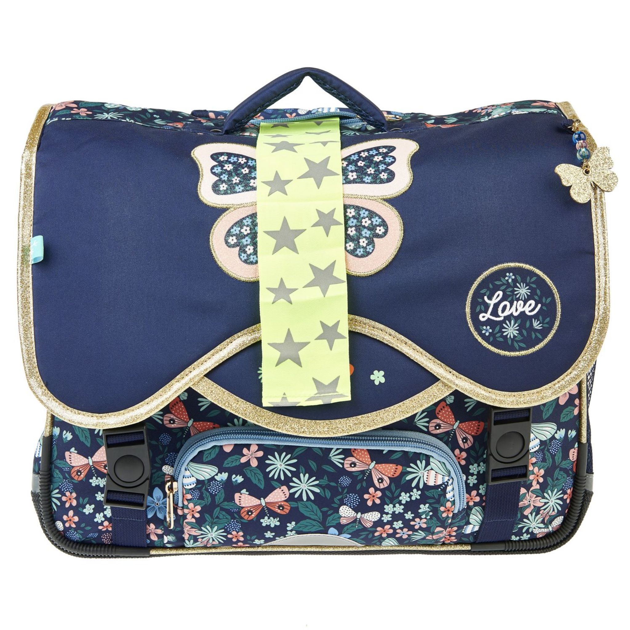 Voir la diapositive 3 : AUCHAN cartable 41 cm Bleu papillon