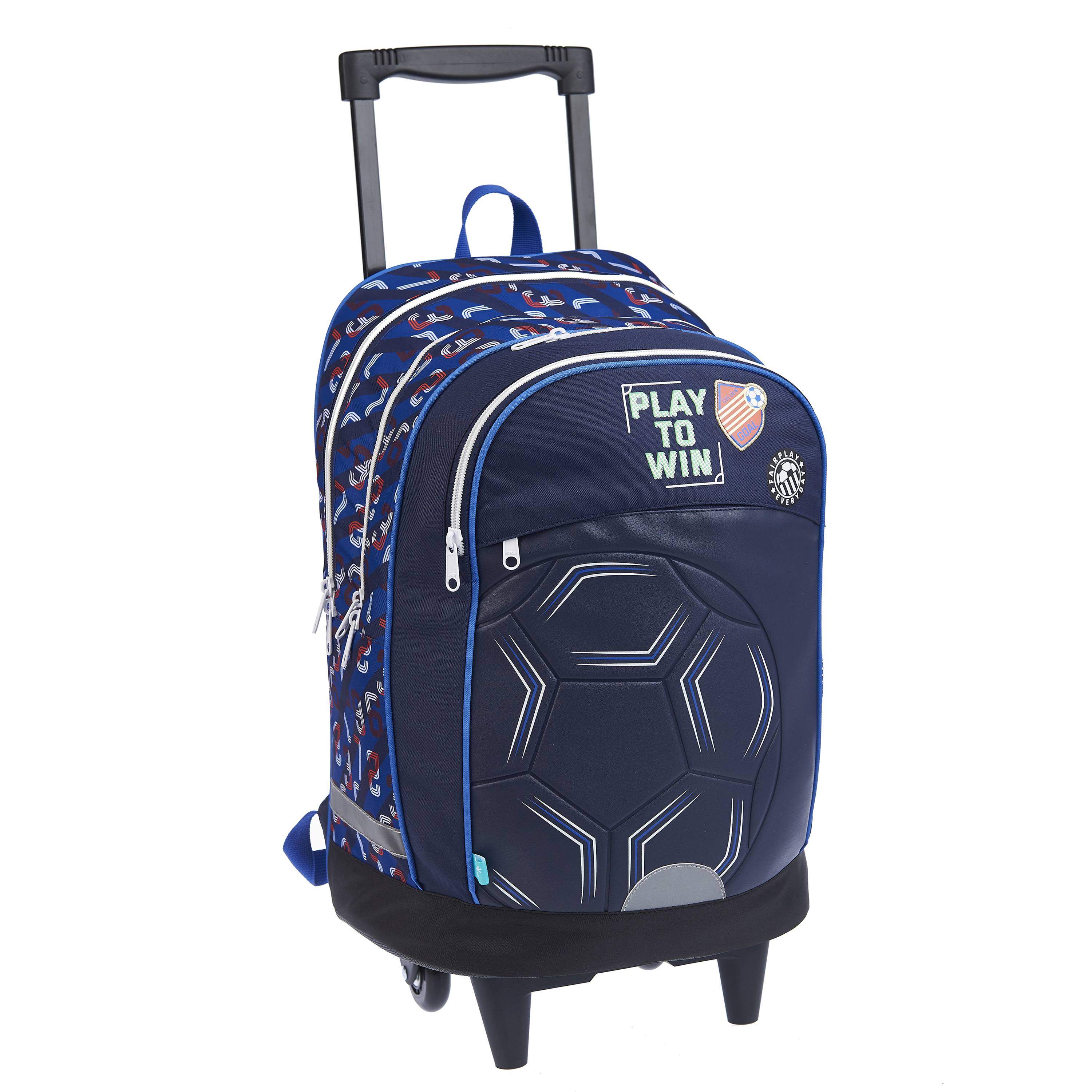 AUCHAN Sac à dos à roulettes bleu foot