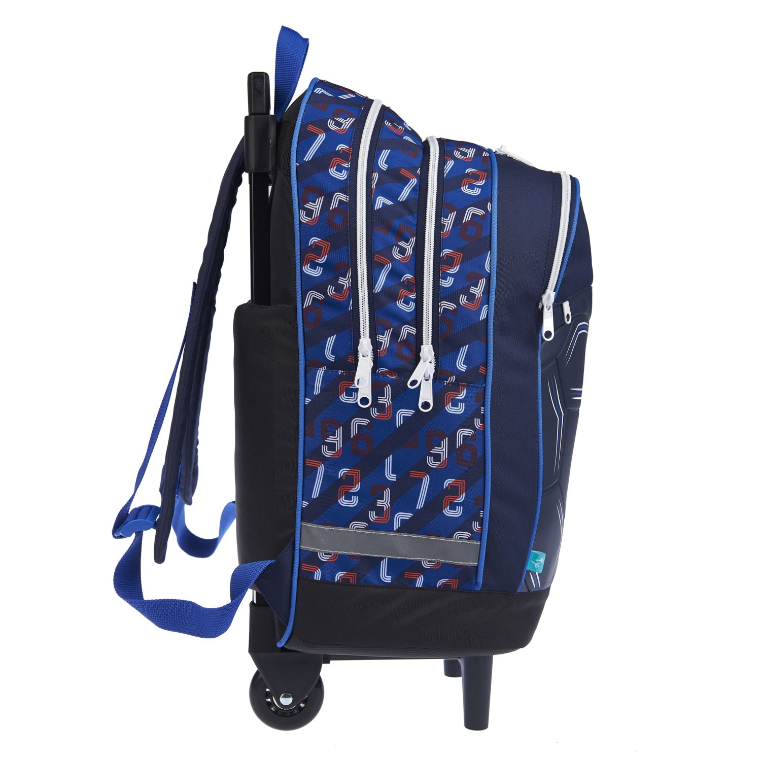 Voir la diapositive 4 : AUCHAN Sac à dos à roulettes bleu foot