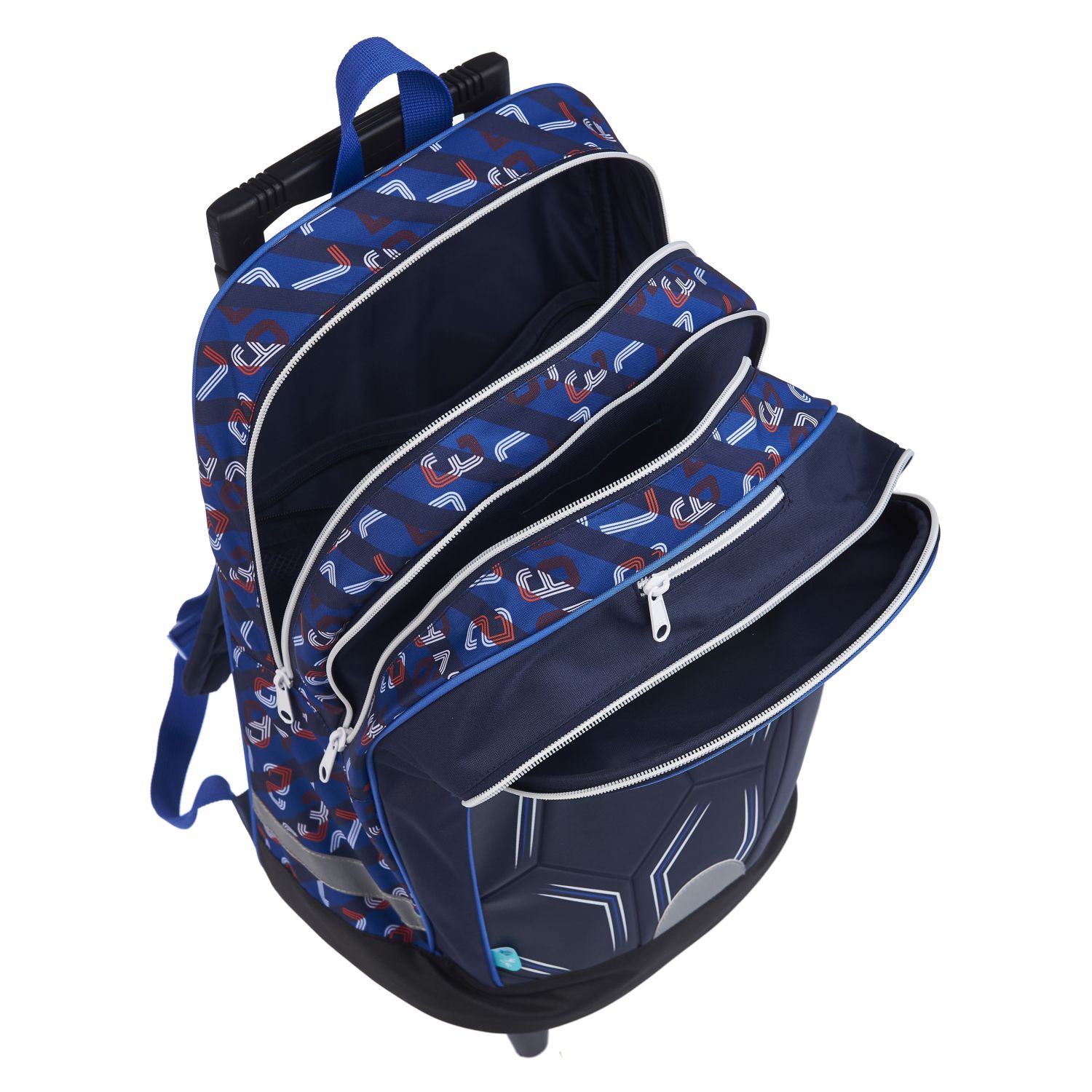 Voir la diapositive 7 : AUCHAN Sac à dos à roulettes bleu foot