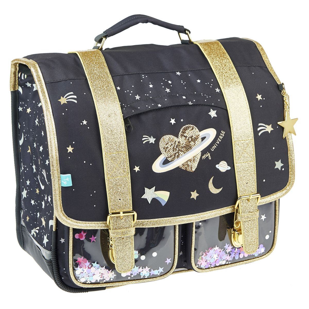 AUCHAN cartable CP/CE1/CE2 36 cm Noir coeur