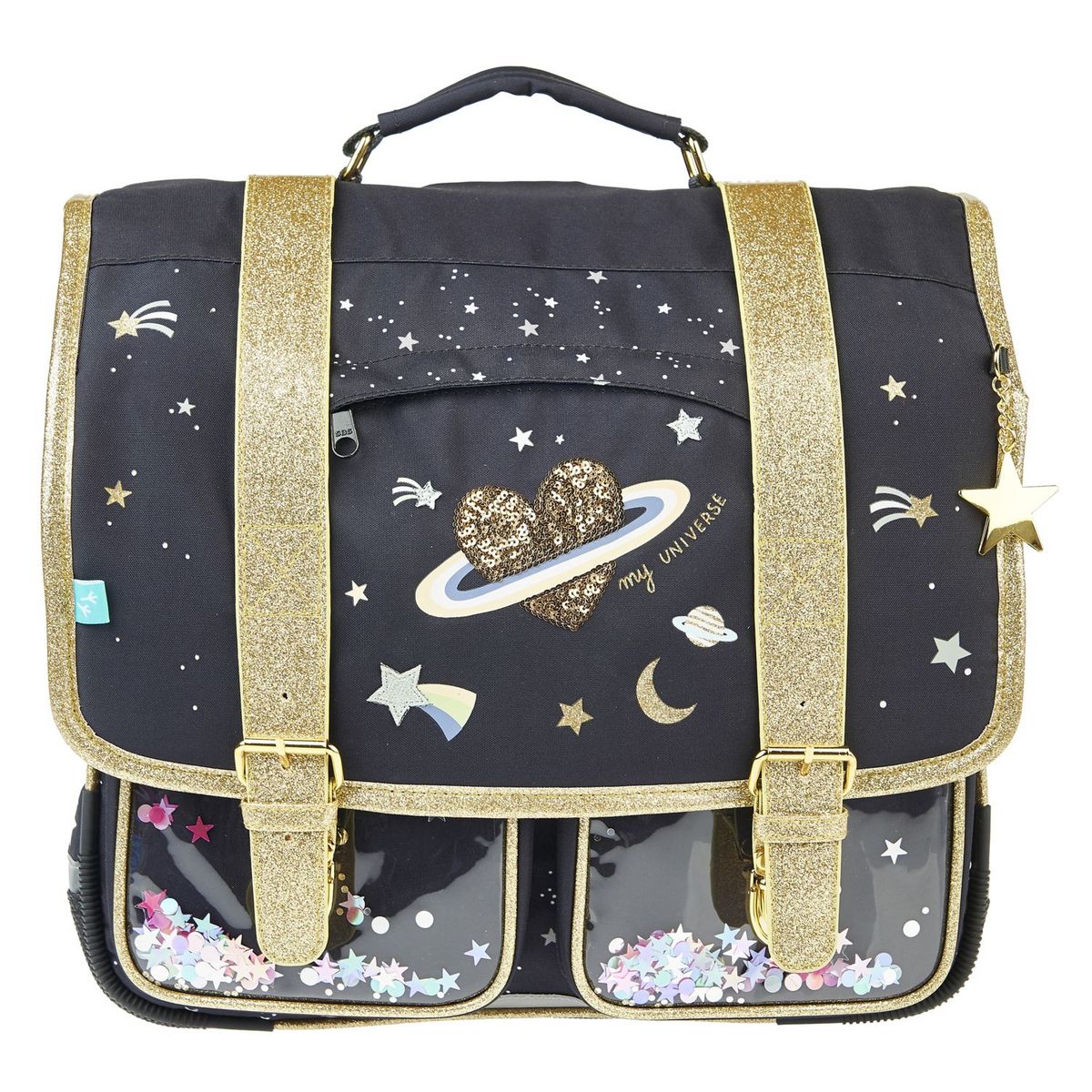 AUCHAN cartable CP/CE1/CE2 36 cm Noir coeur