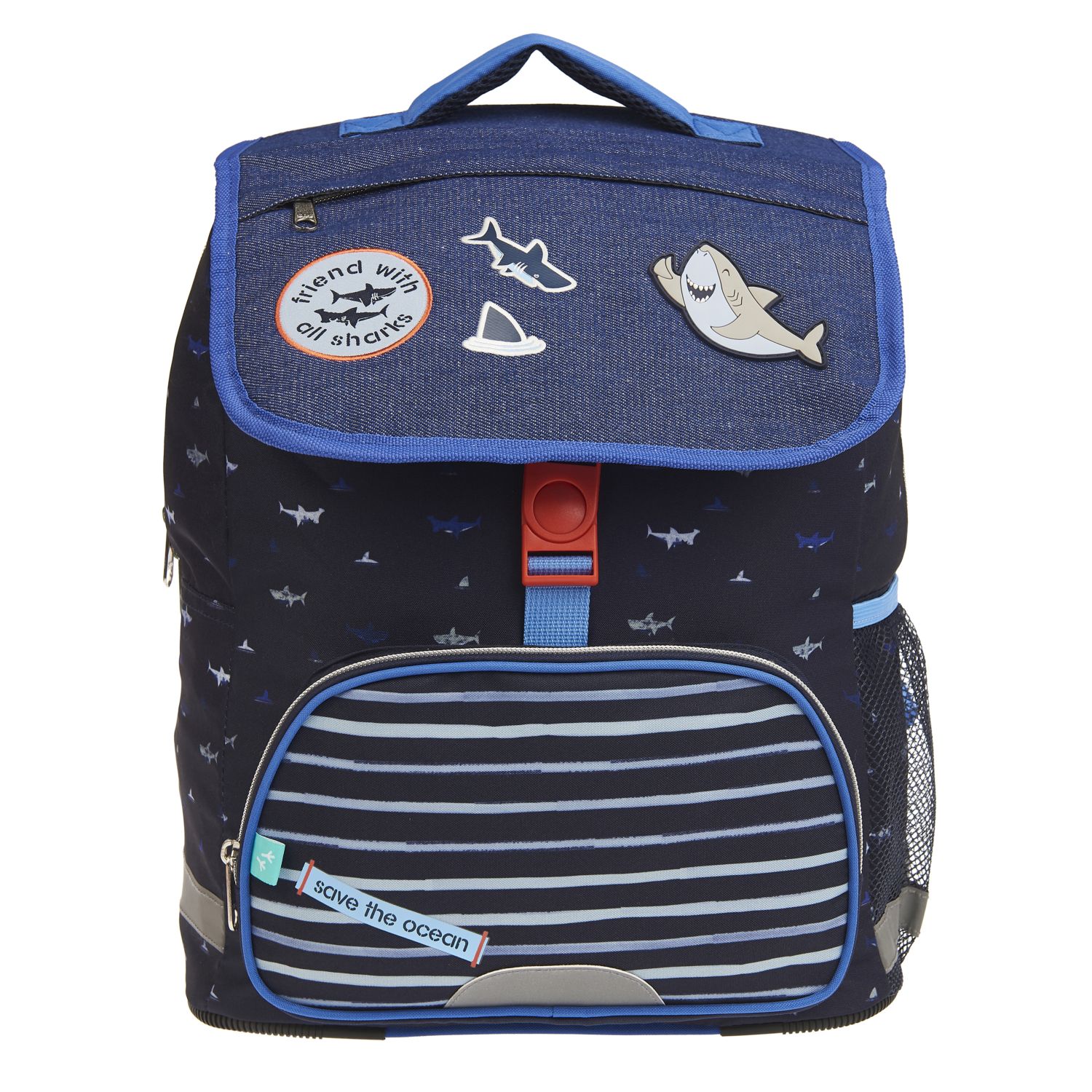 Voir la diapositive 2 : AUCHAN Sac à dos 2 compartiments bleu requin