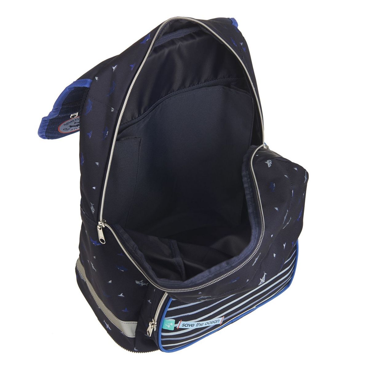 AUCHAN Sac à dos 2 compartiments bleu requin