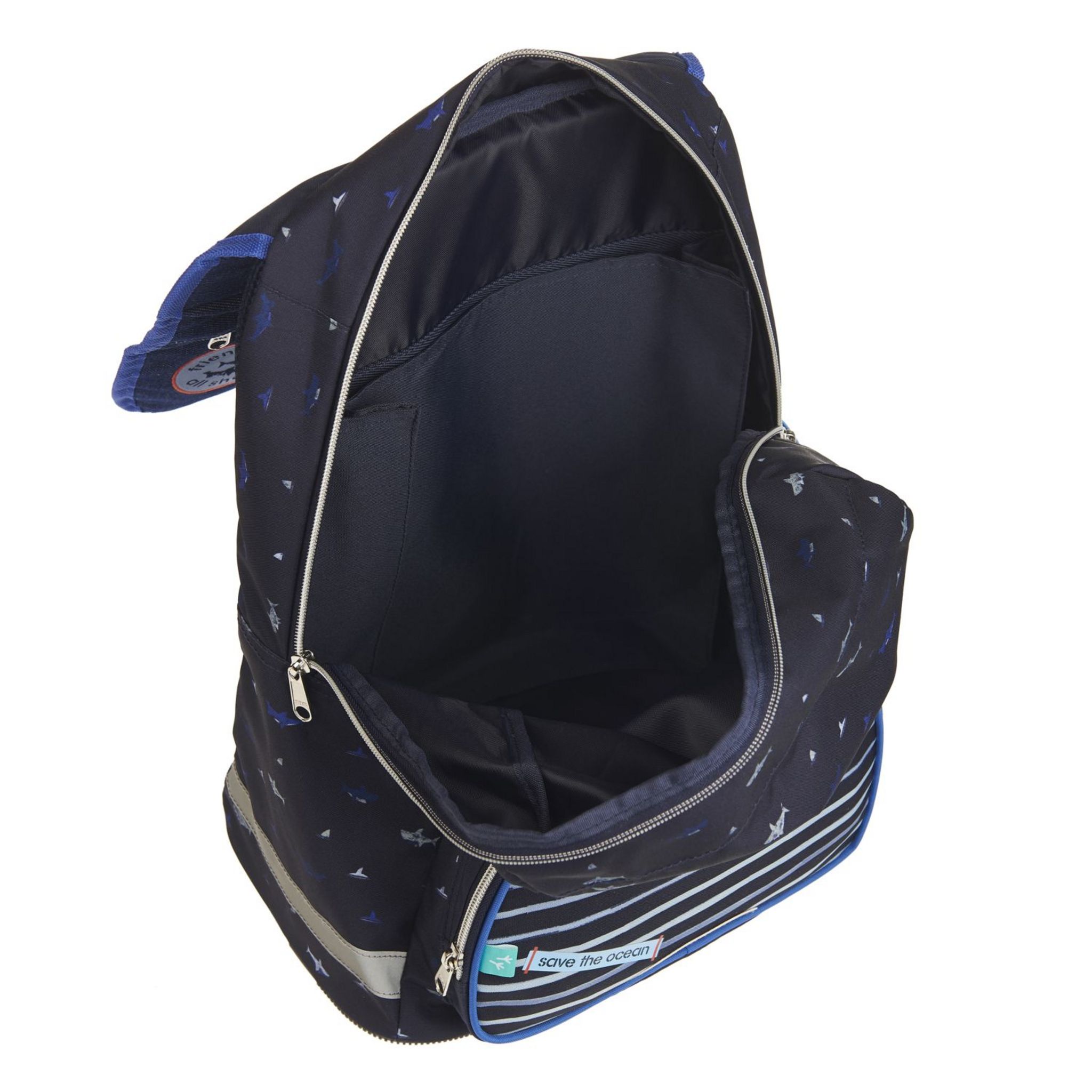 Voir la diapositive 6 : AUCHAN Sac à dos 2 compartiments bleu requin