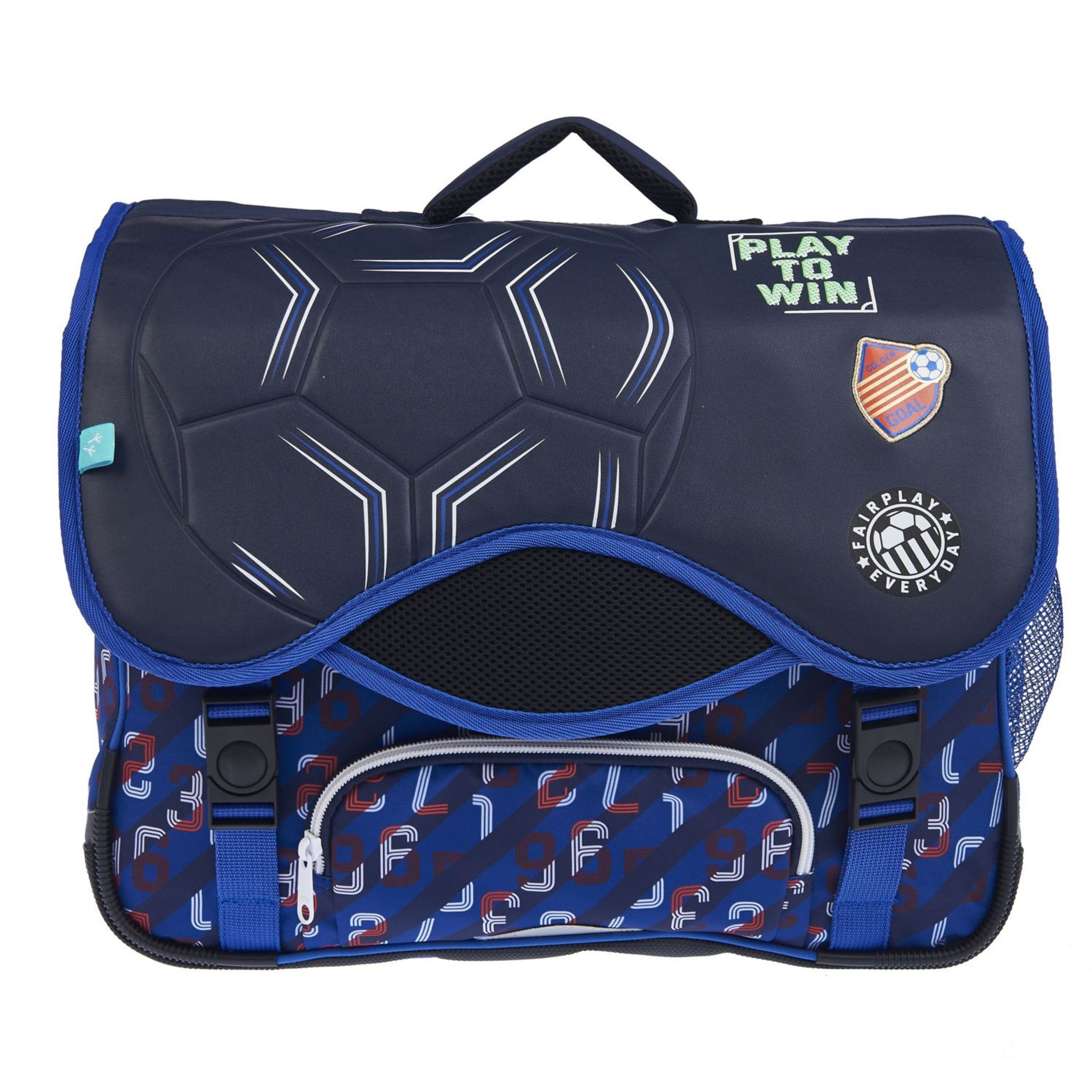 Voir la diapositive 2 : AUCHAN cartable 41 cm bleu foot