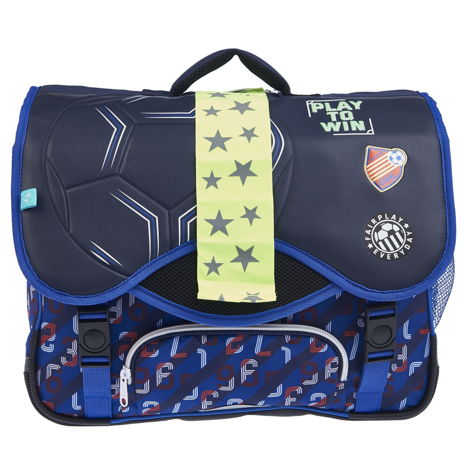 Voir la diapositive 3 : AUCHAN cartable 41 cm bleu foot