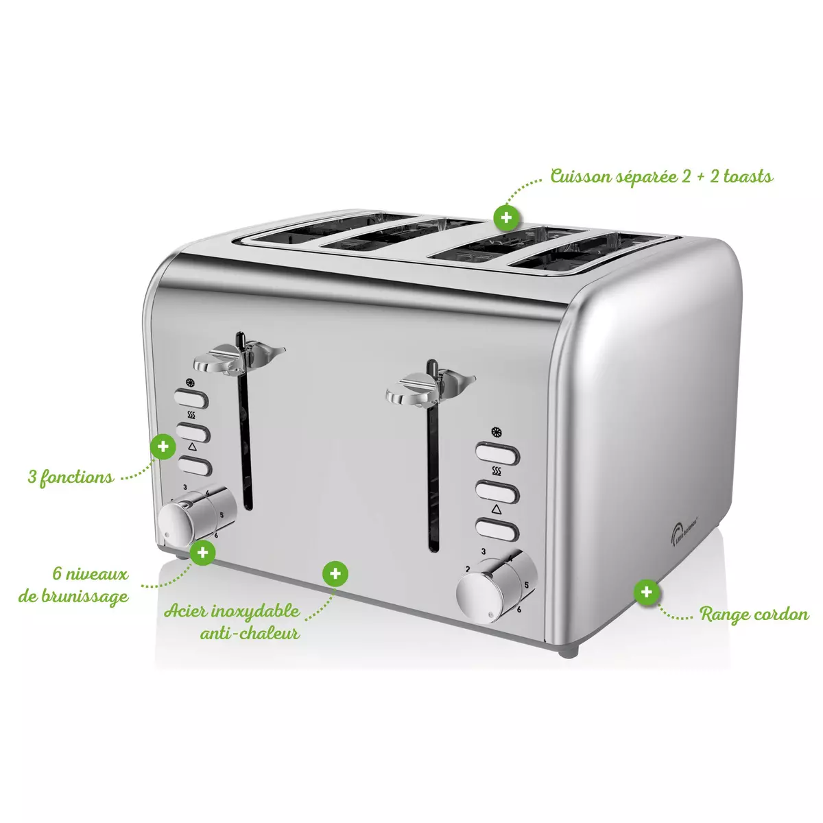 Grille pain électique Expert Toaster Inox 2 fentes Extra-Longues  Riviera&Bar Inox