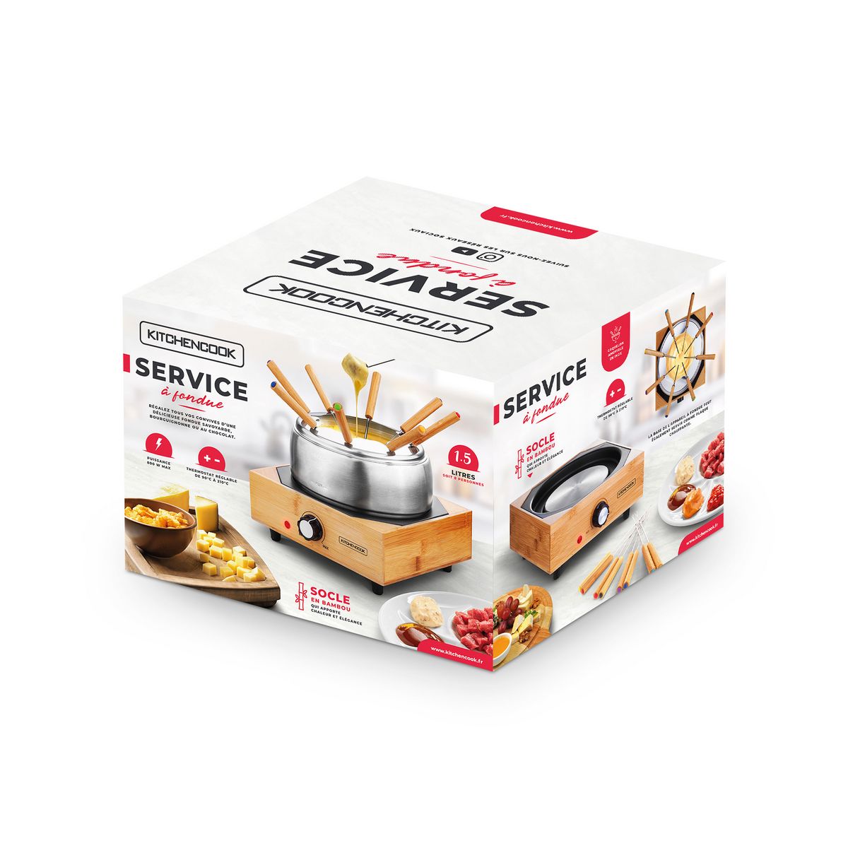 KITCHENCOOK Appareil à fondue ECOWOOD - Bambou / Inox