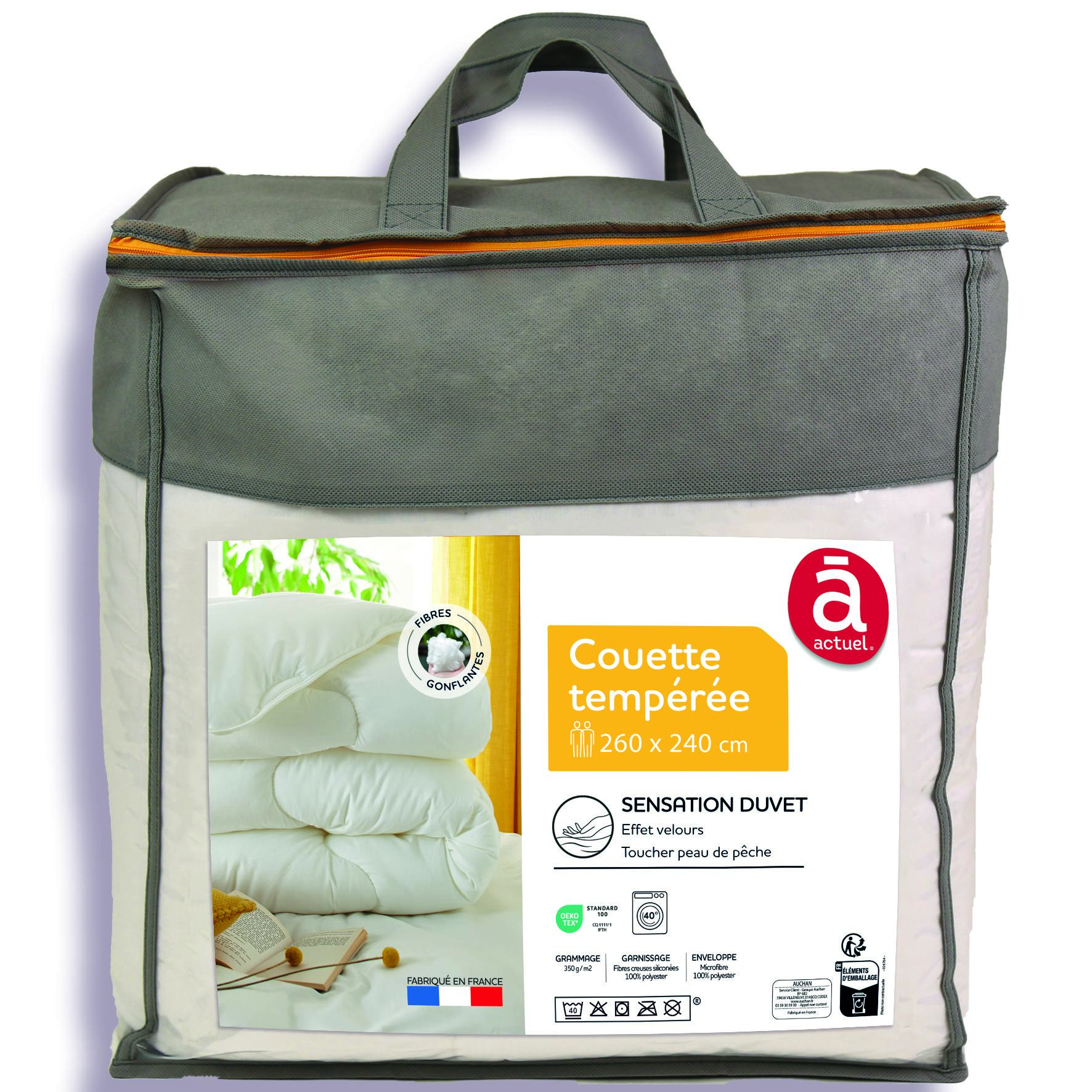 Voir la diapositive 1 : ACTUEL Couette tempérée en microfibre sensation duvet 350g/m²
