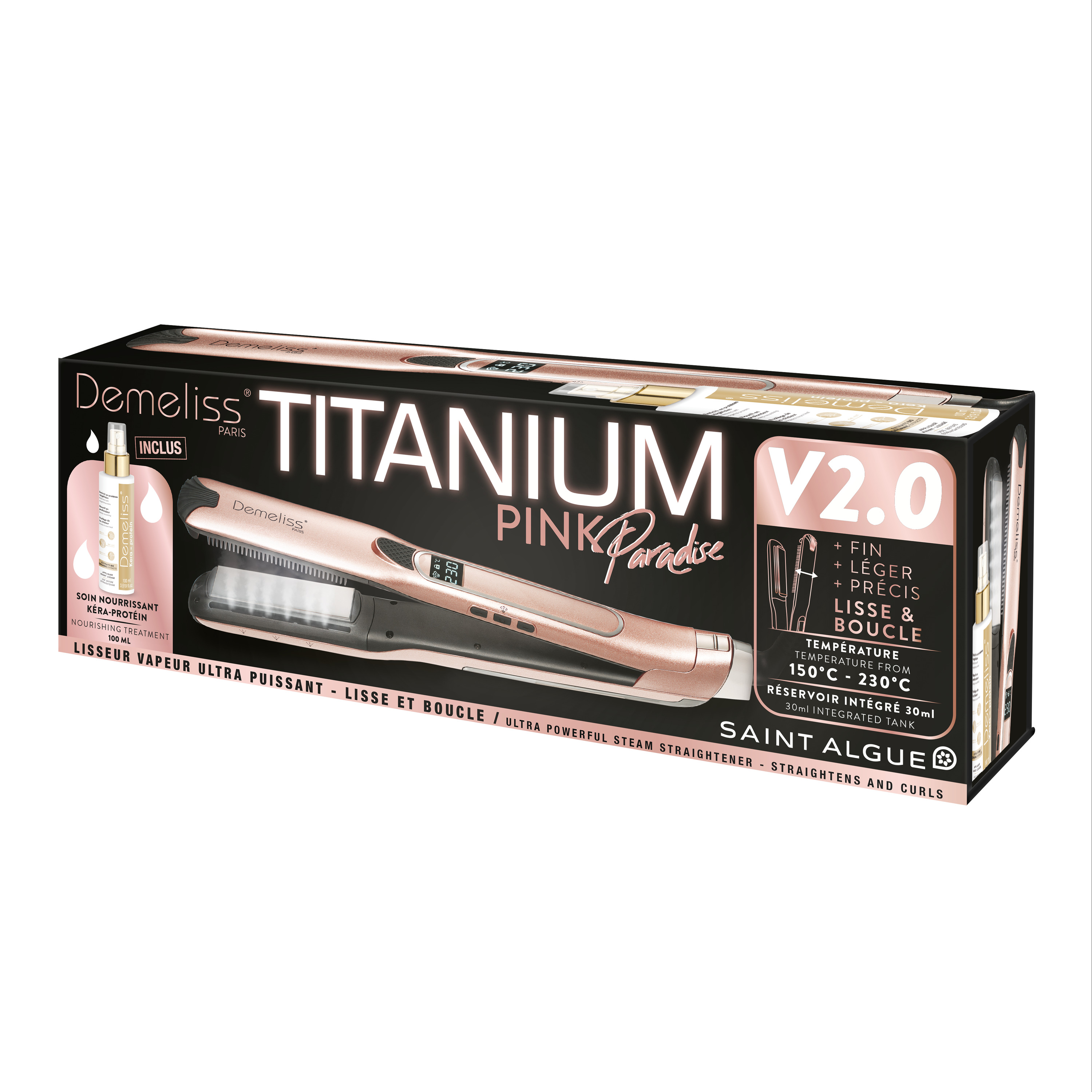 Voir la diapositive 2 : SAINT ALGUE Lisseur vapeur TITANIUM V2.0 - Rose